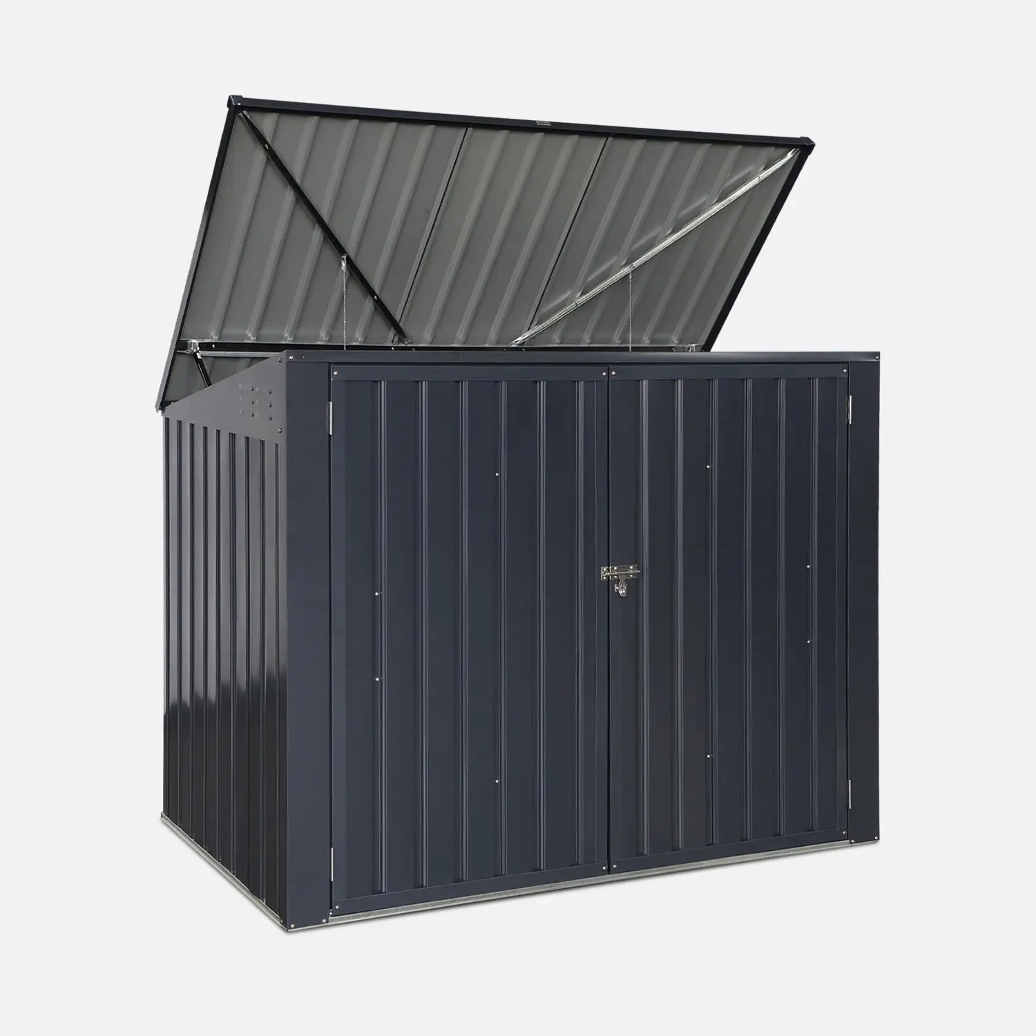Cache poubelle double 1,75m² acier galvanisé avec kit d'ancrage
