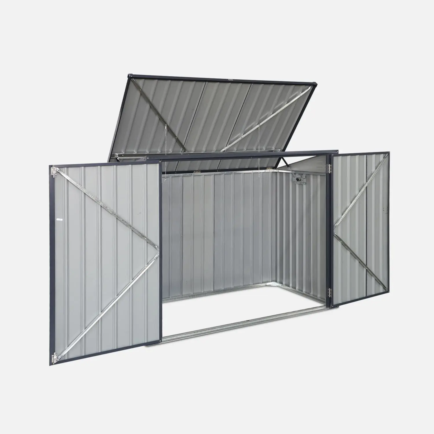 Cache poubelle double 1,75m² acier galvanisé avec kit d'ancrage