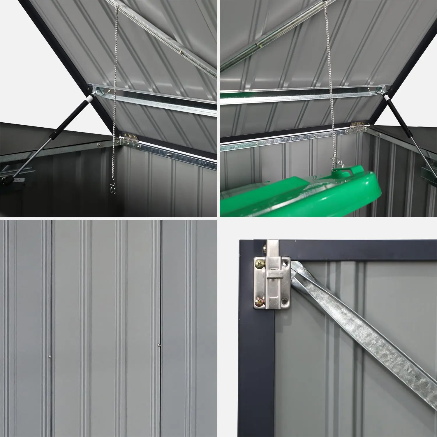 Cache poubelle double 1,75m² acier galvanisé avec kit d'ancrage