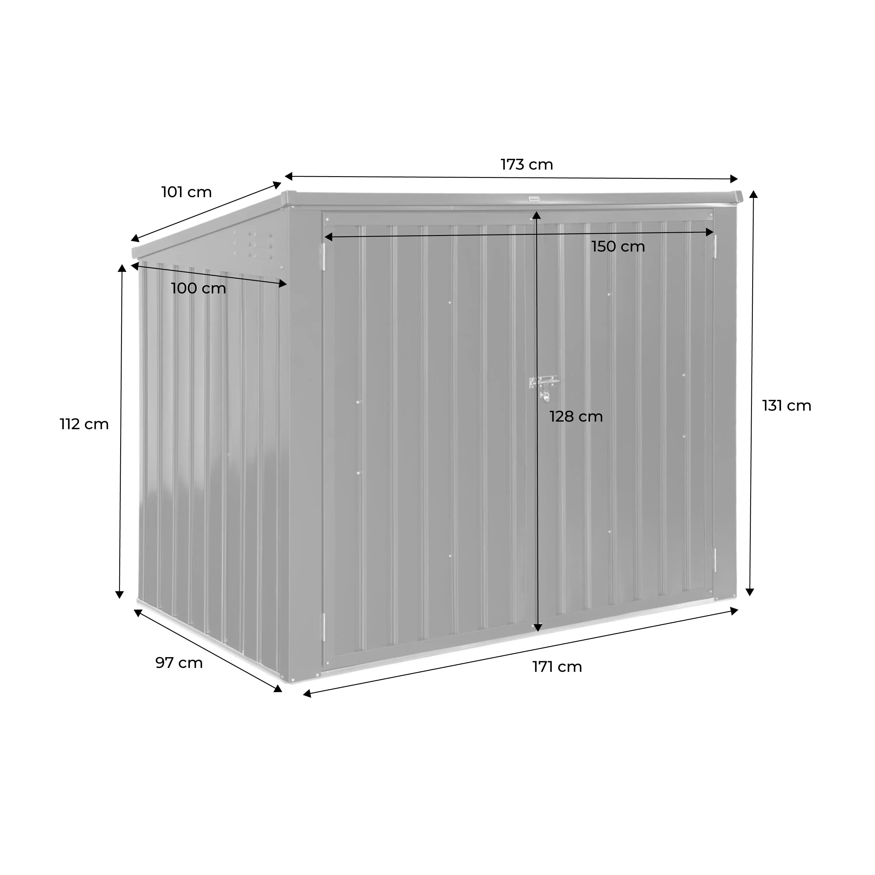 Cache poubelle double 1,75m² acier galvanisé avec kit d'ancrage