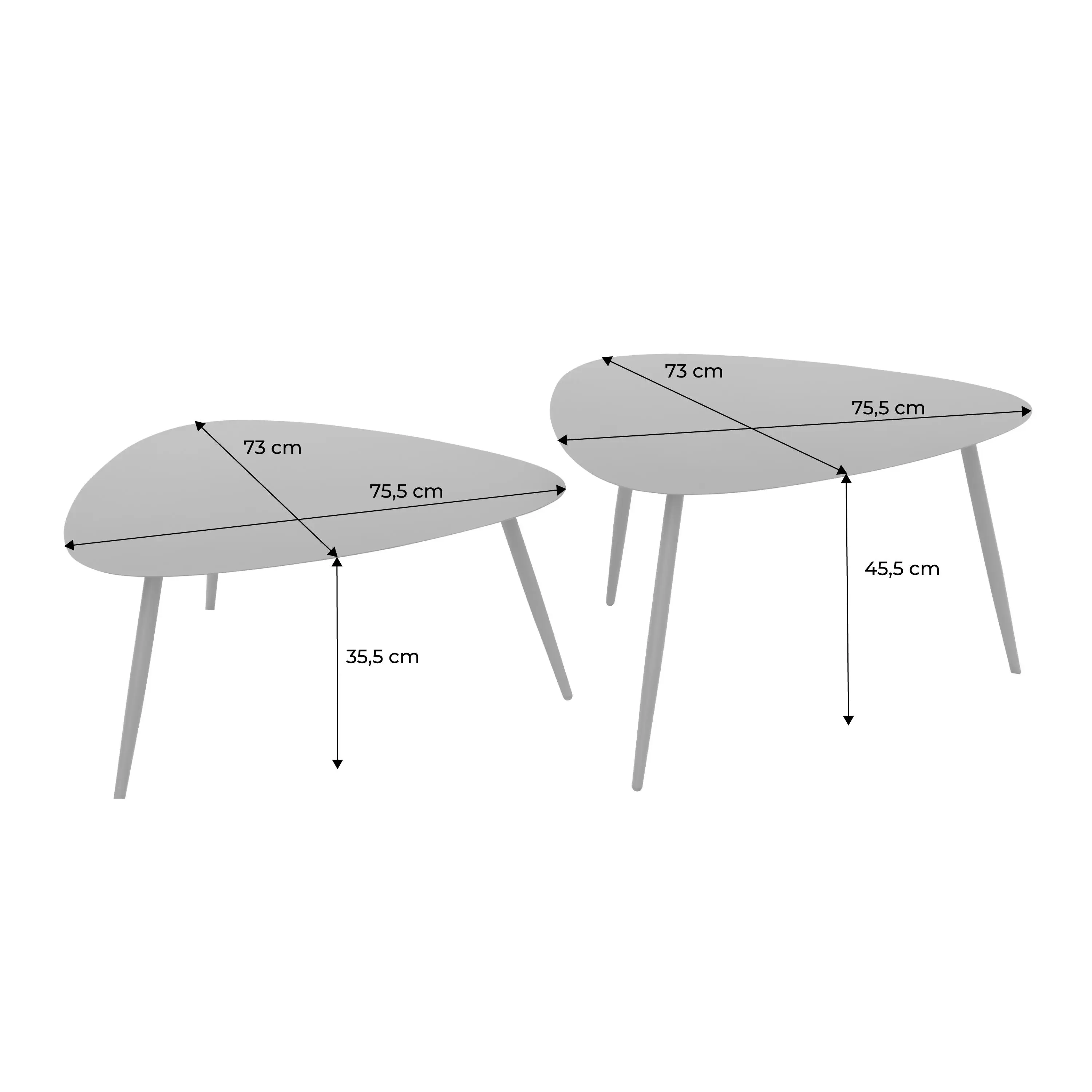 Table basse gigogne intérieur/extérieur acier