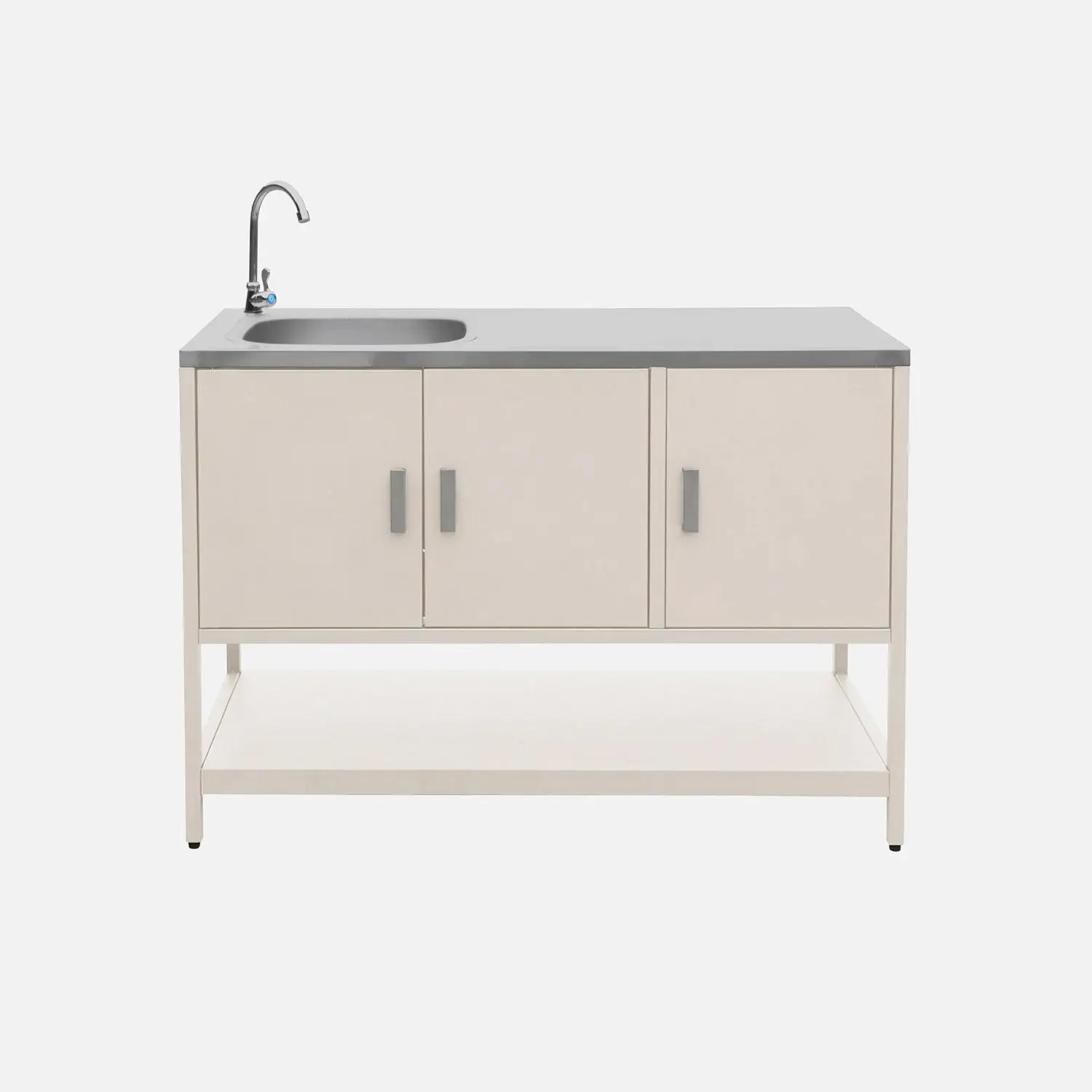 Cuisine d'extérieure 2 modules avec barbecue gaz 3 brûleurs sur pieds, thermomètre