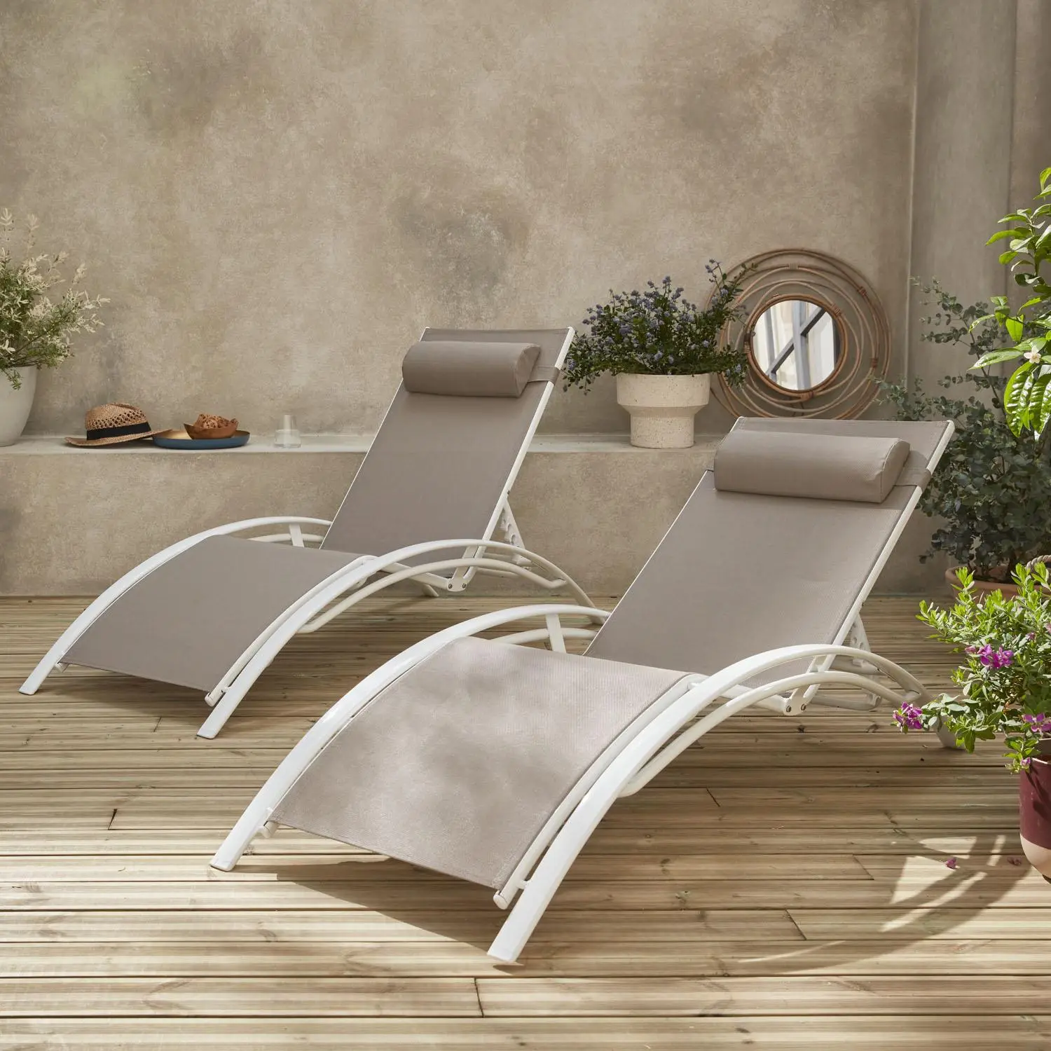 Bain de soleil aluminium multi positions (lot de 2)