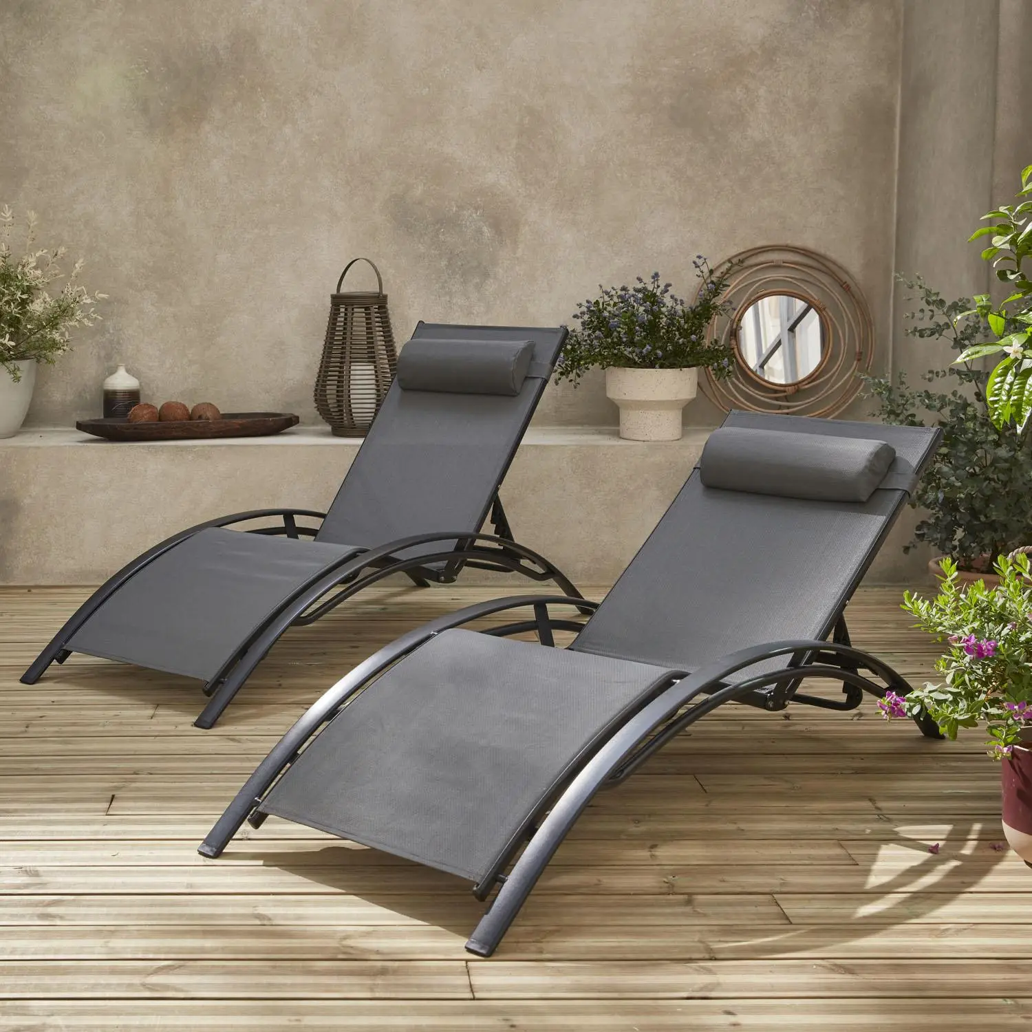 Bain de soleil aluminium multi positions (lot de 2)