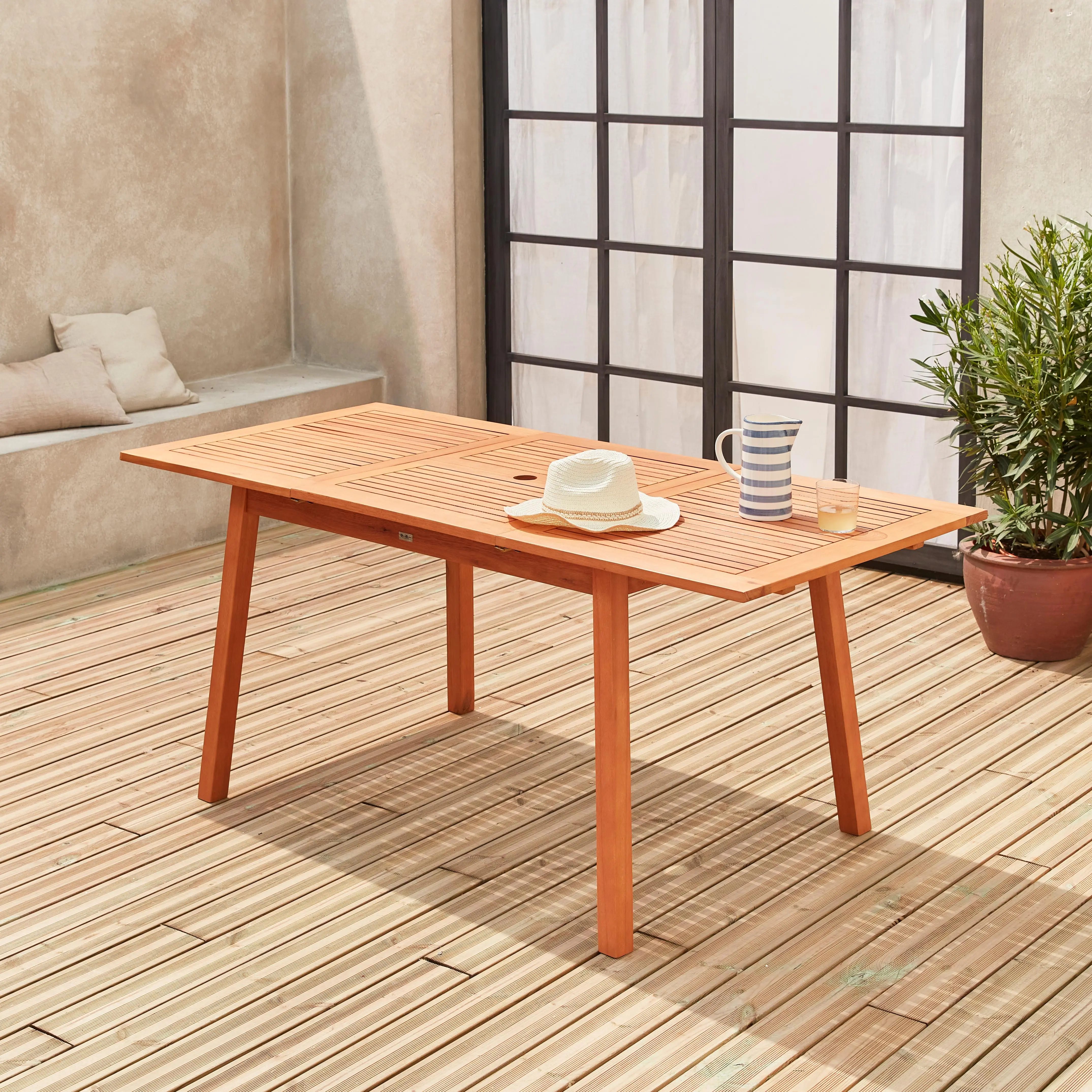 Table de jardin extensible bois d'eucalyptus 6-8 places