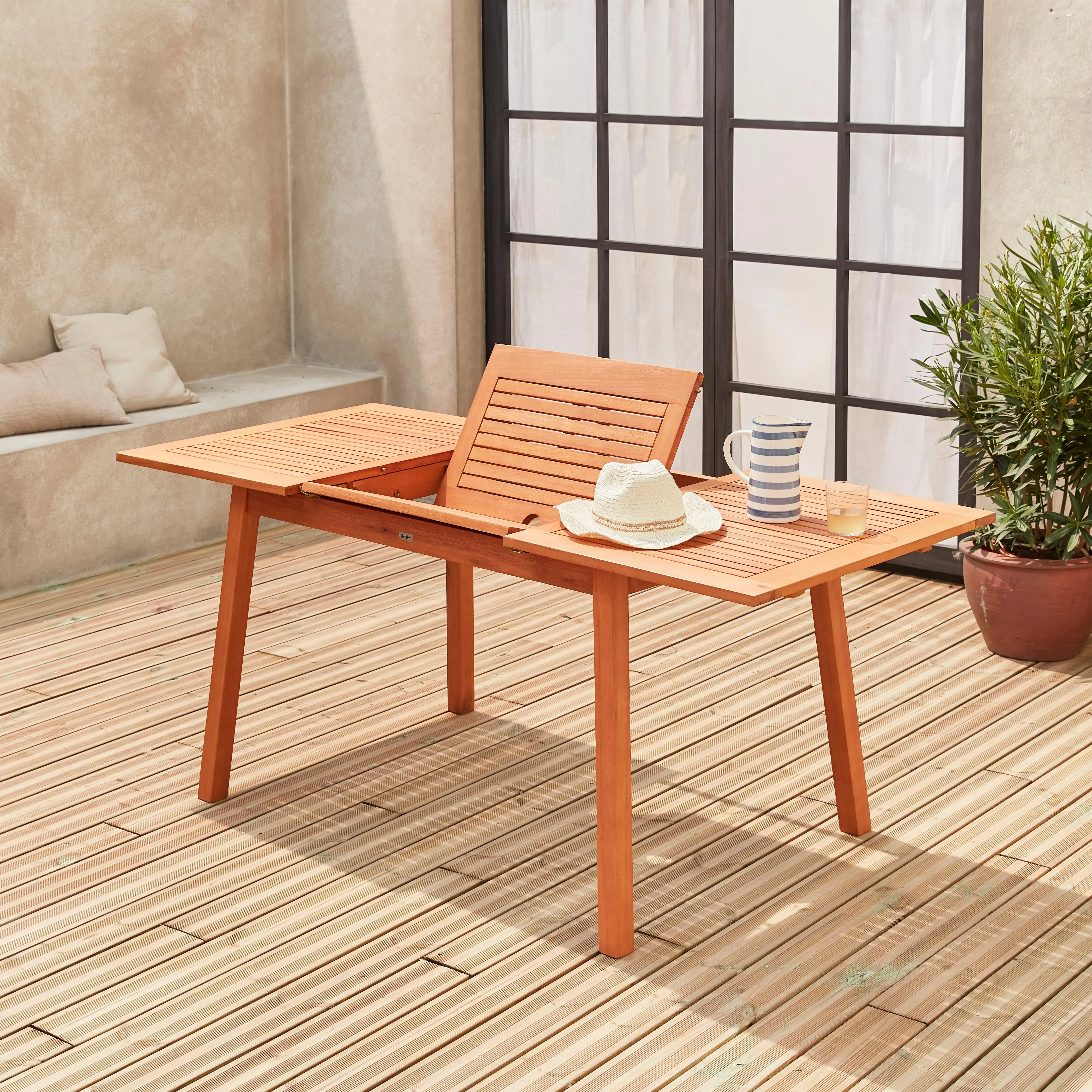 Table de jardin extensible bois d'eucalyptus 6-8 places