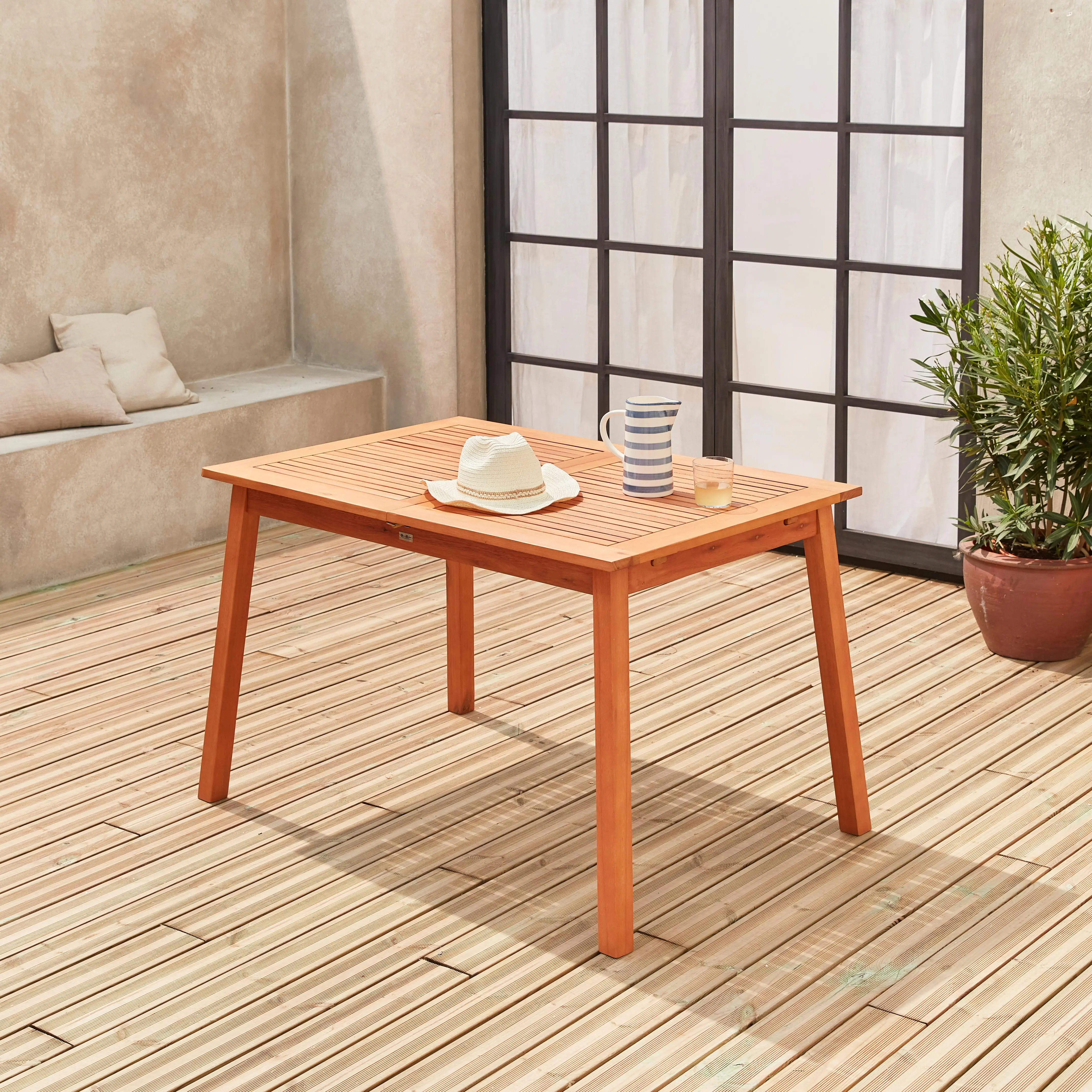 Table de jardin extensible bois d'eucalyptus 6-8 places