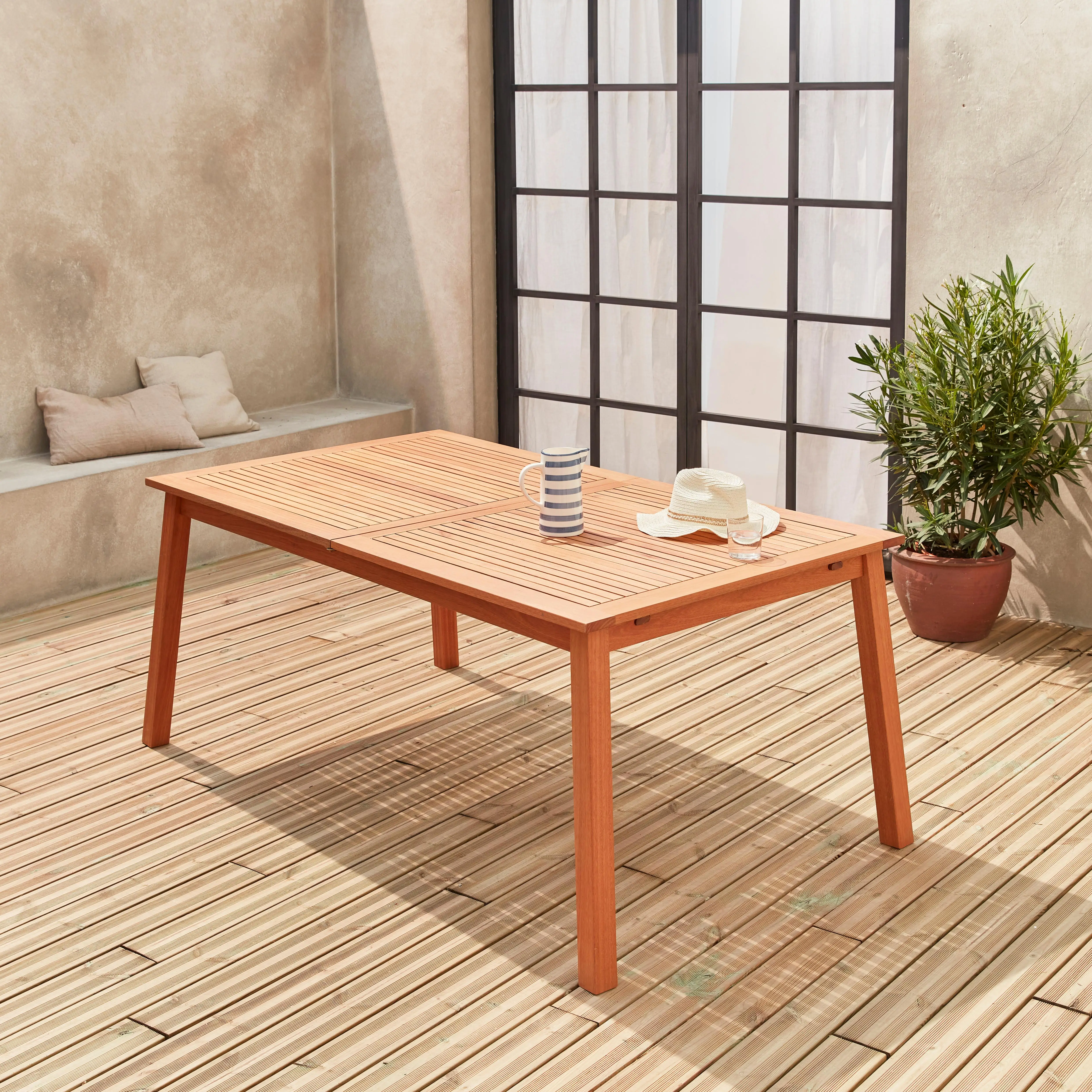 Table de jardin extensible bois d'eucalyptus 8-10 places