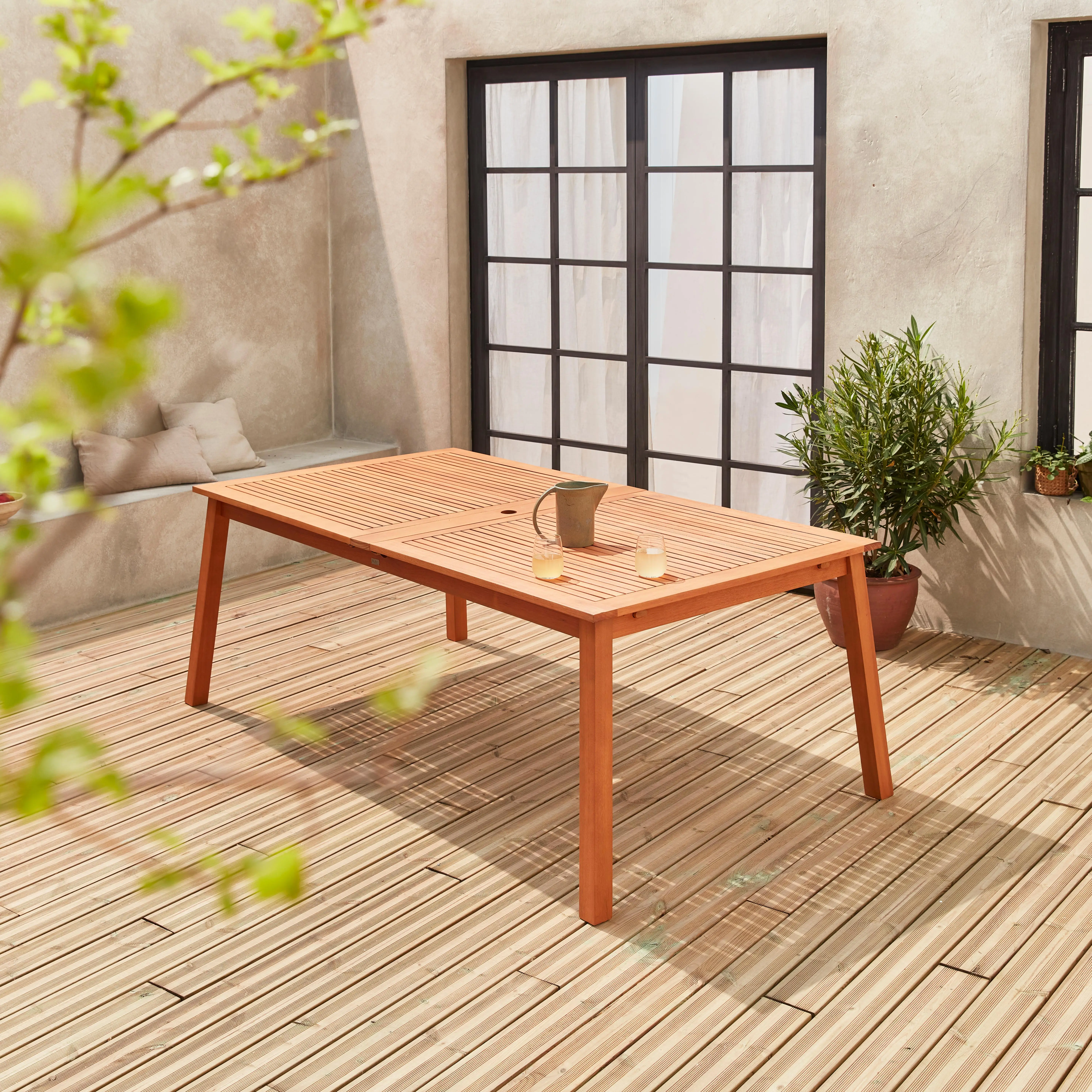 Table de jardin extensible bois d'eucalyptus 12 places