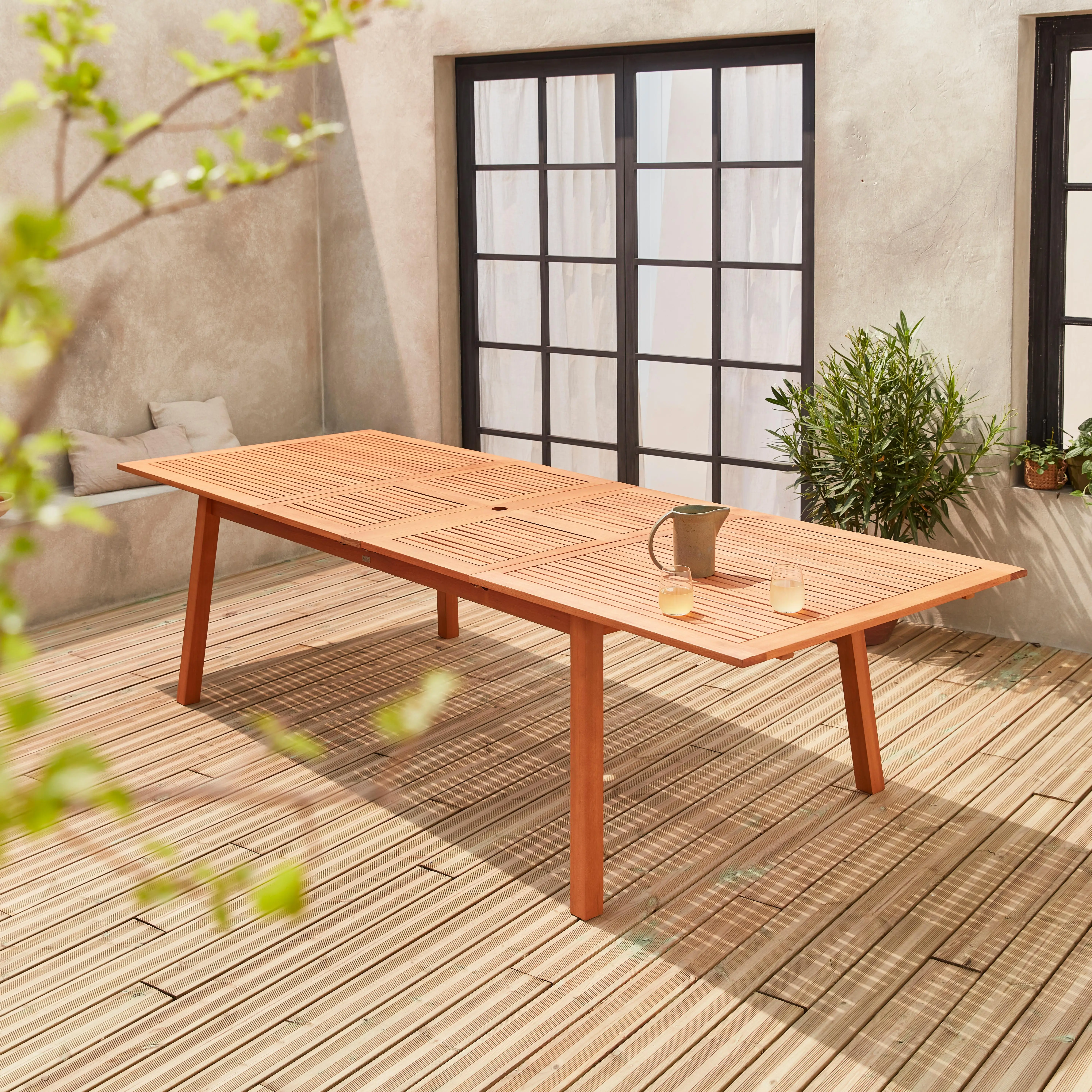 Table de jardin extensible bois d'eucalyptus 12 places