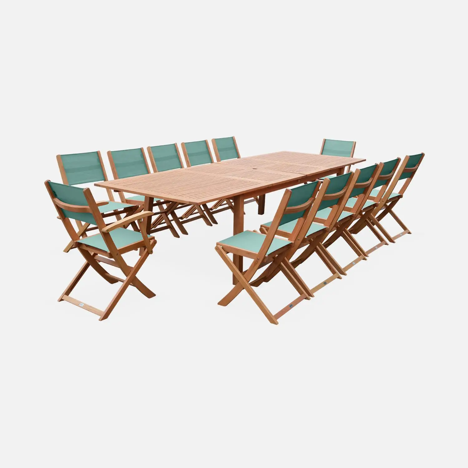 Table de jardin extensible bois d'eucalyptus 12 places