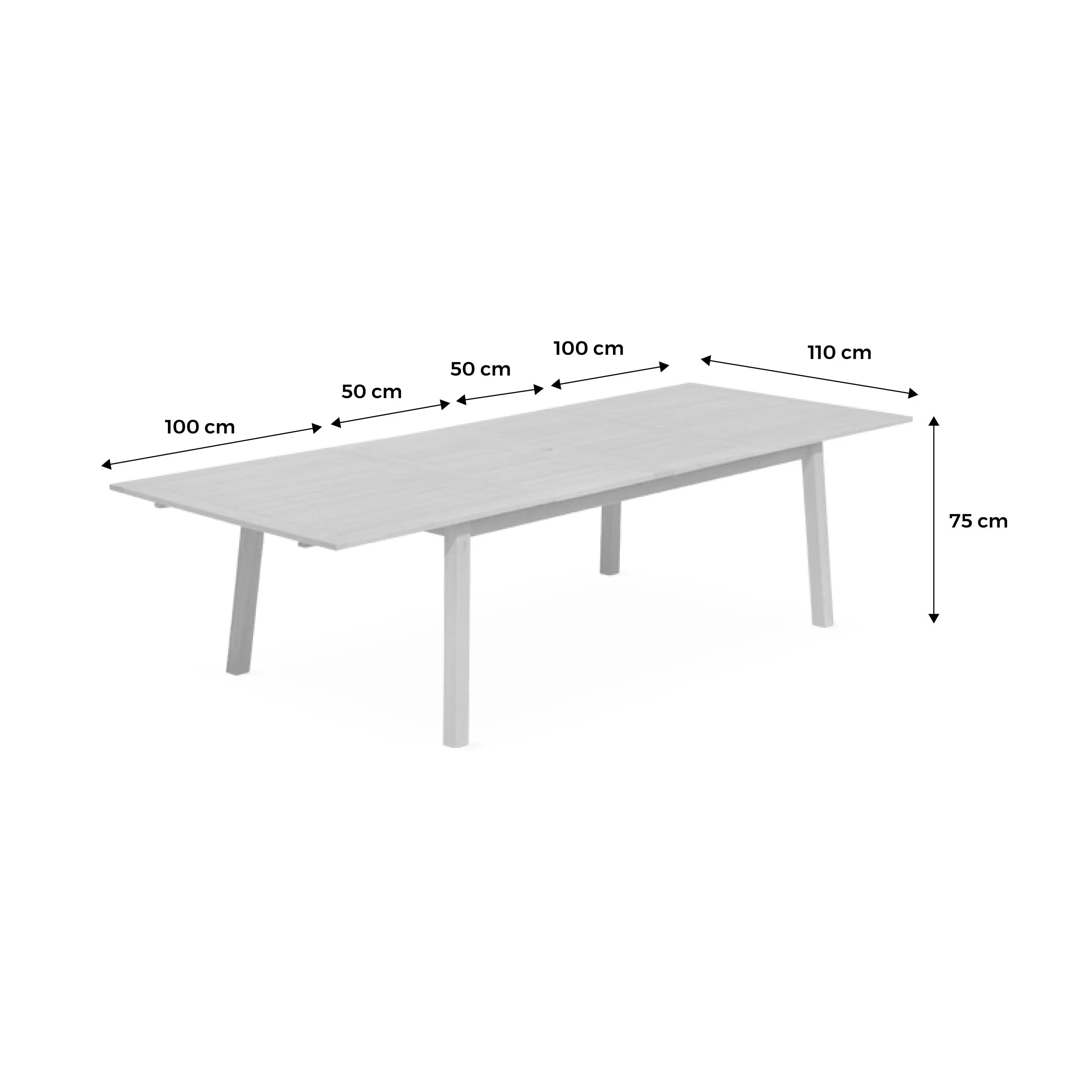 Table de jardin extensible bois d'eucalyptus 12 places
