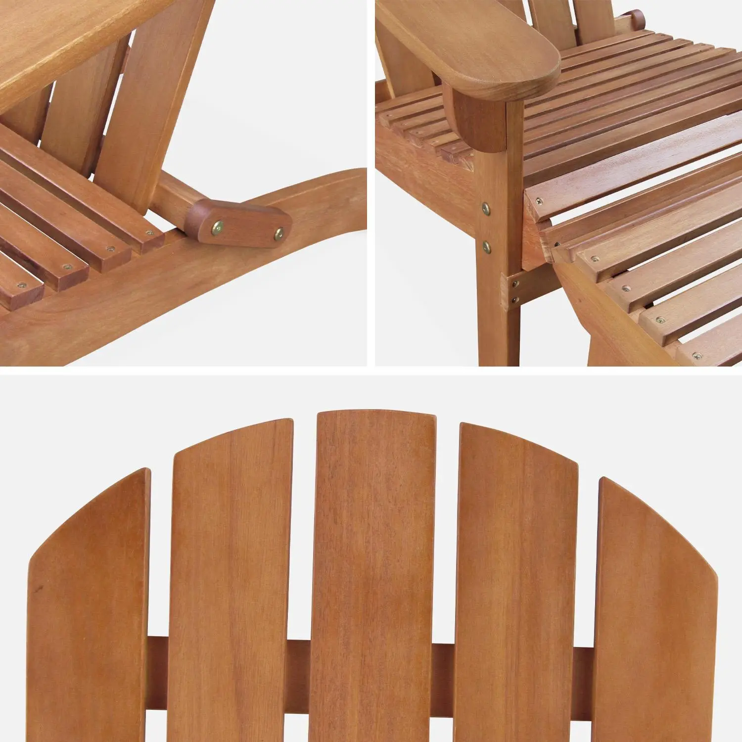 Fauteuil de jardin bois d'eucalyptus + repose-pieds (lot de 2)