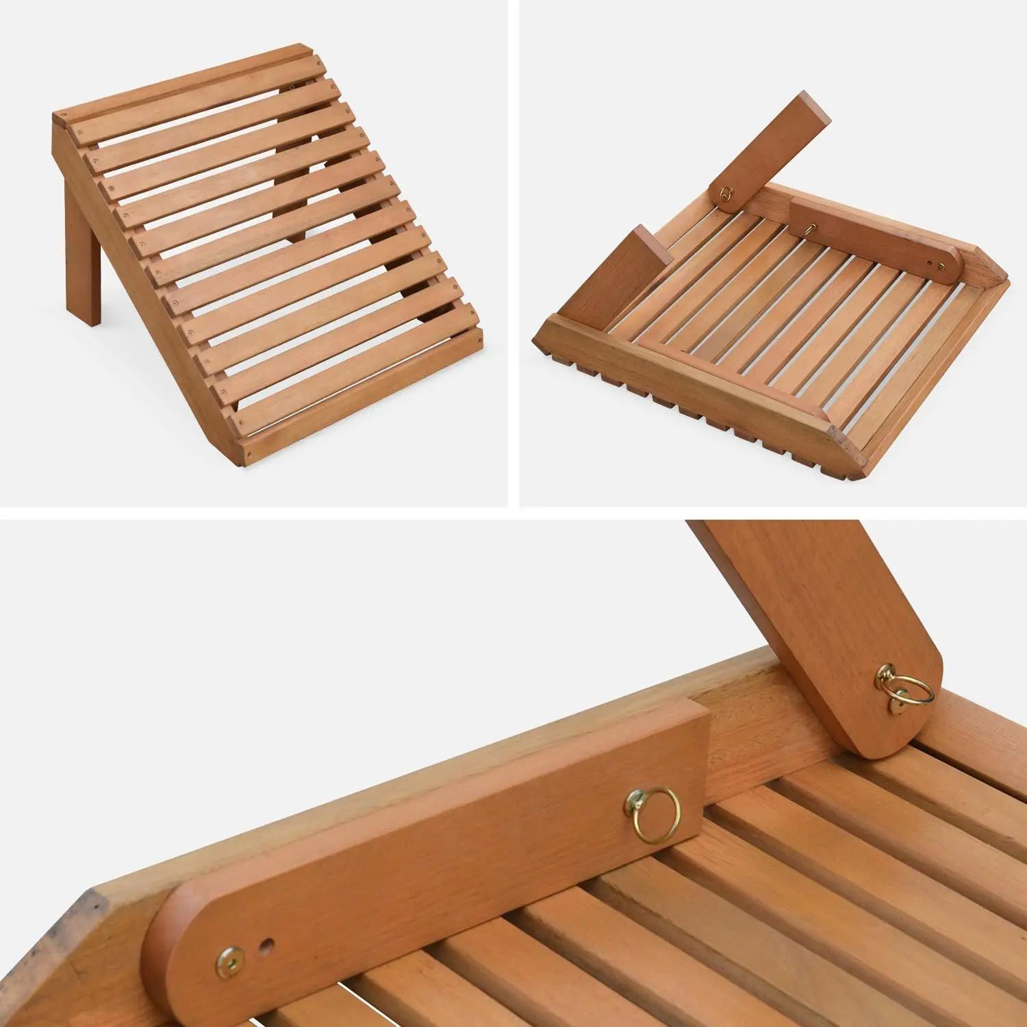 Fauteuil de jardin bois d'eucalyptus + repose-pieds (lot de 2)