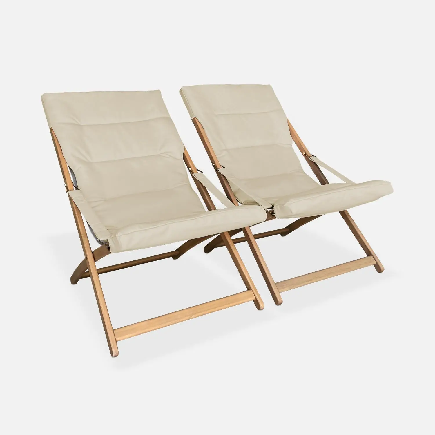 Chilienne bois pliable, assise rembourrée (Lot de 2)