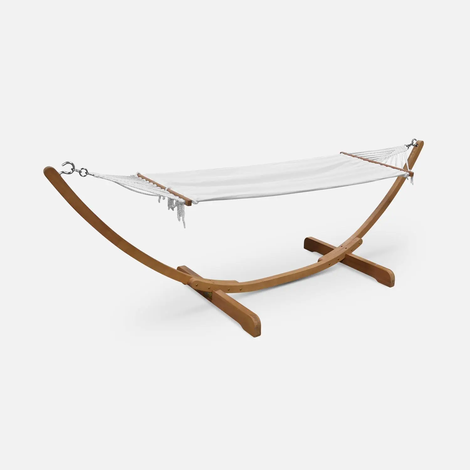 Hamac sur pieds bois d'eucalyptus toile en coton
