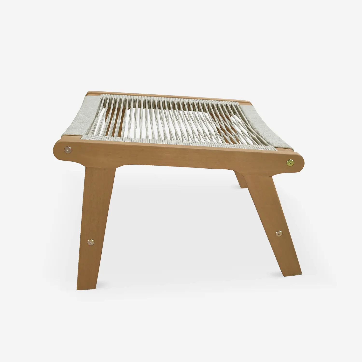 Fauteuil de jardin bois d'eucalyptus et cordes + repose pieds