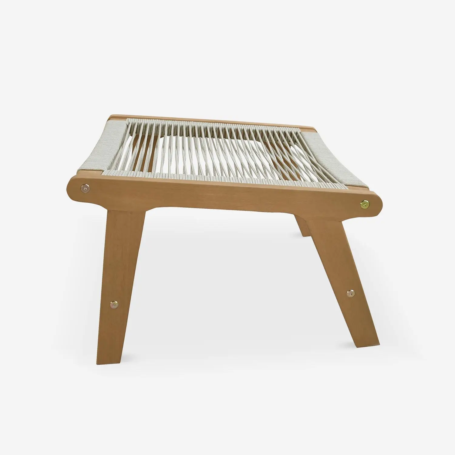 Chaise de jardin bois d'eucalyptus et cordes + repose pieds (lot de 2)
