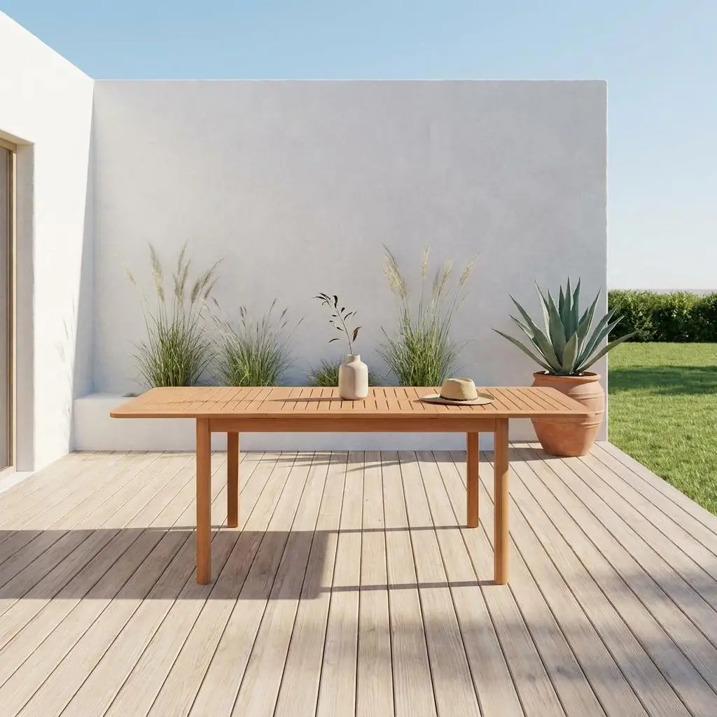 Table de jardin extensible bois d'eucalyptus 4-6 places