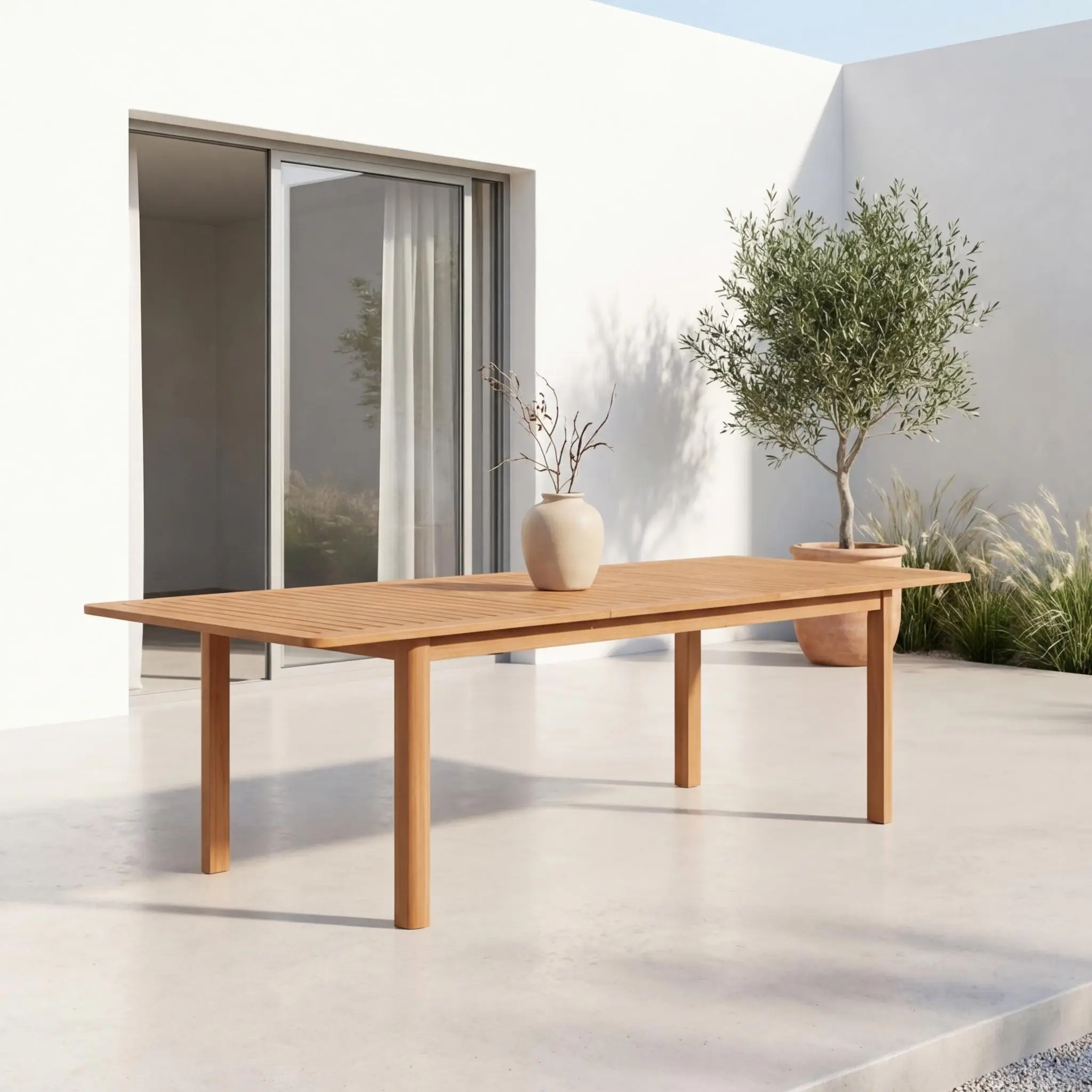 Table de jardin extensible bois d'eucalyptus 6-8 places