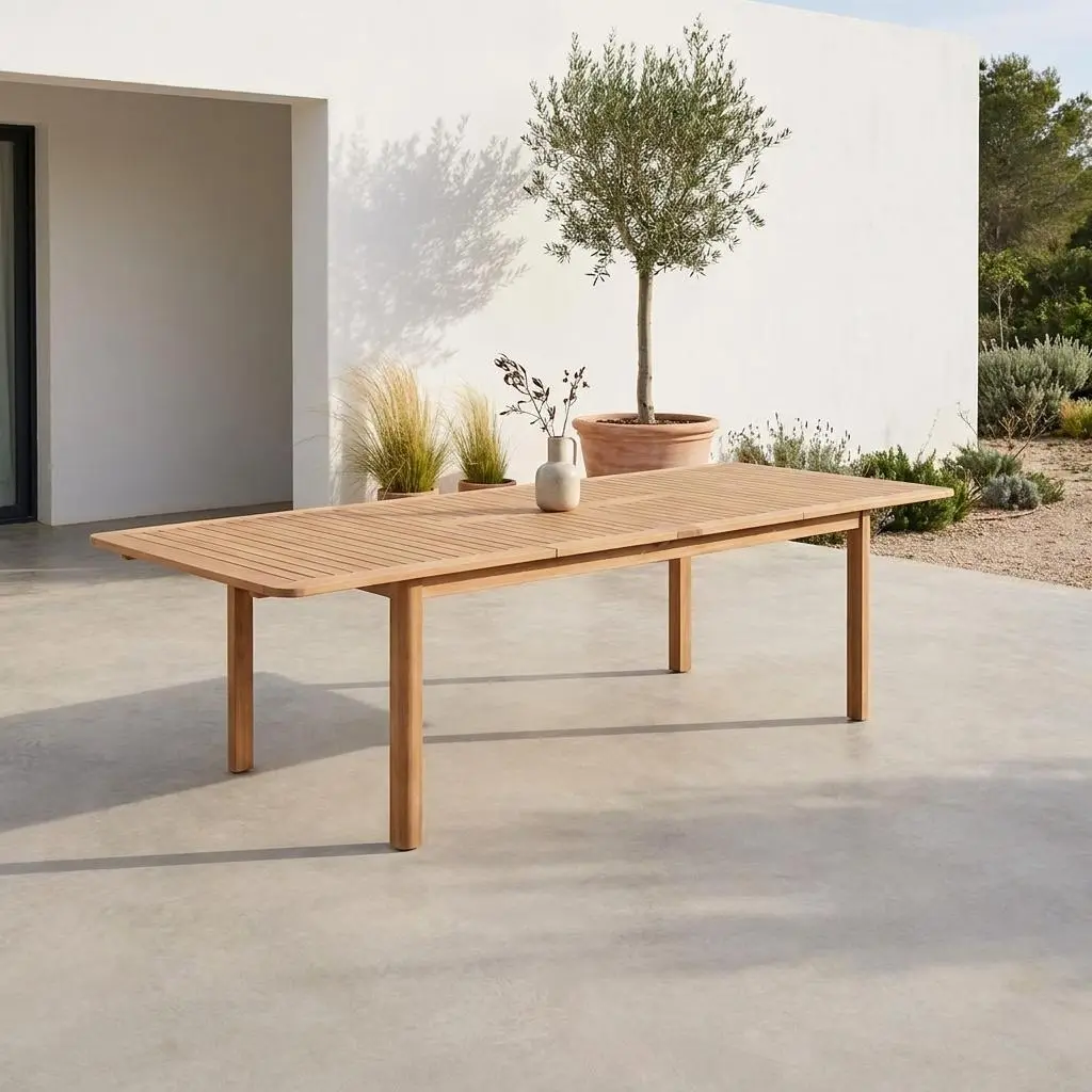 Table de jardin extensible bois d'eucalyptus 6-12 places