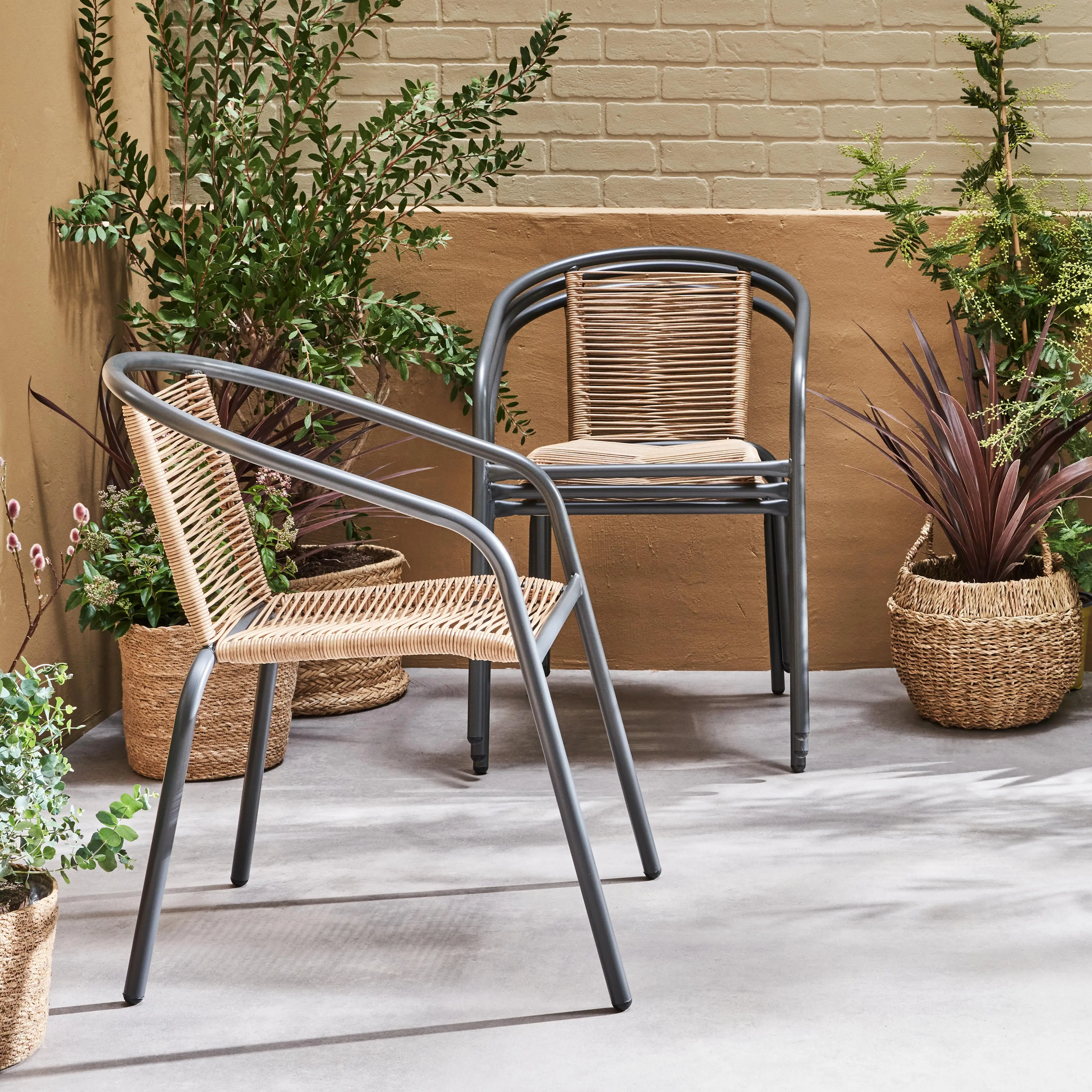 Fauteuil de jardin acier et résine (lot de 4)