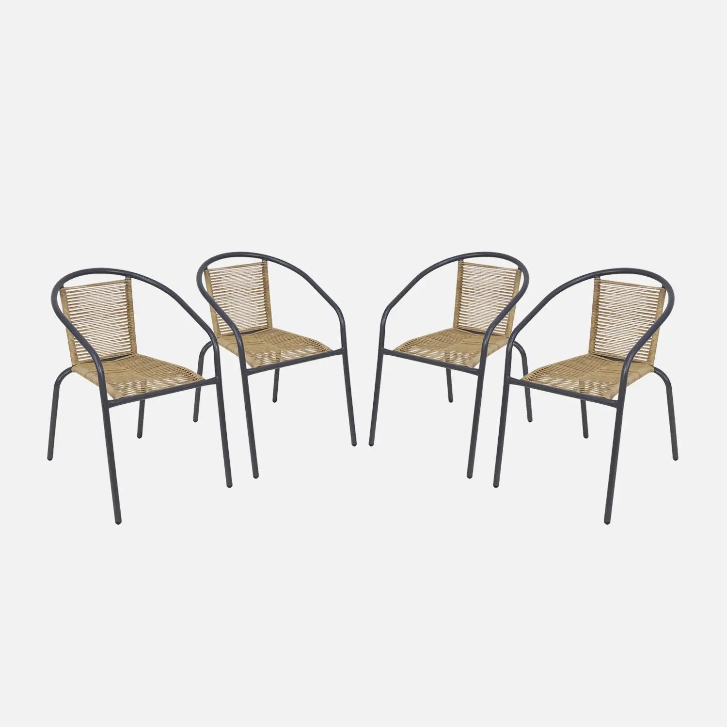 Fauteuil de jardin acier et résine (lot de 4)