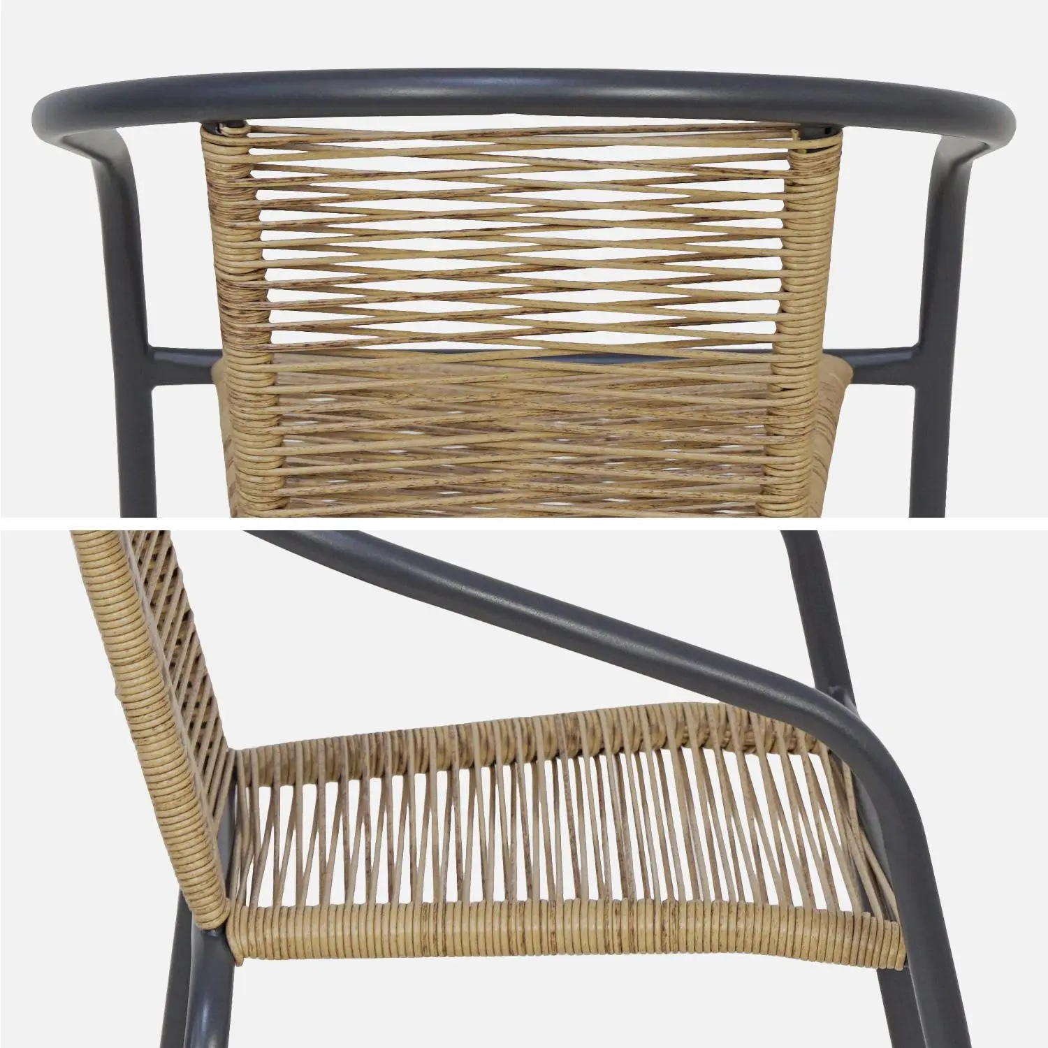 Fauteuil de jardin acier et résine (lot de 4)