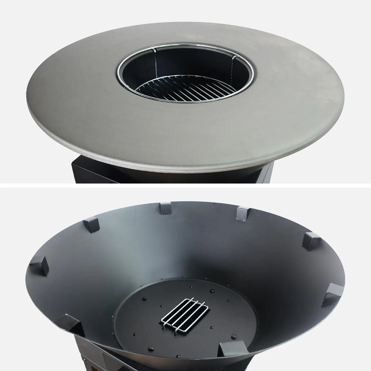 Brasero barbecue Ø81,5cm avec grille de cuisson, stockage bois et housse