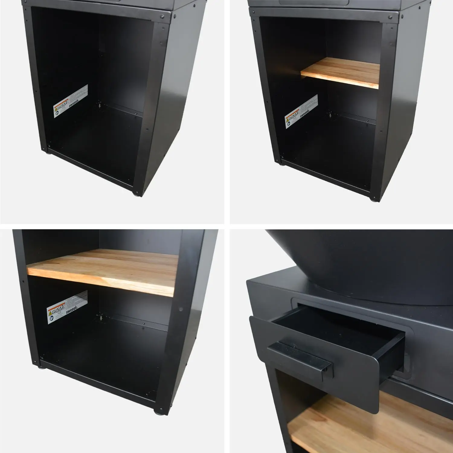 Brasero barbecue Ø81,5cm avec grille de cuisson, stockage bois et housse