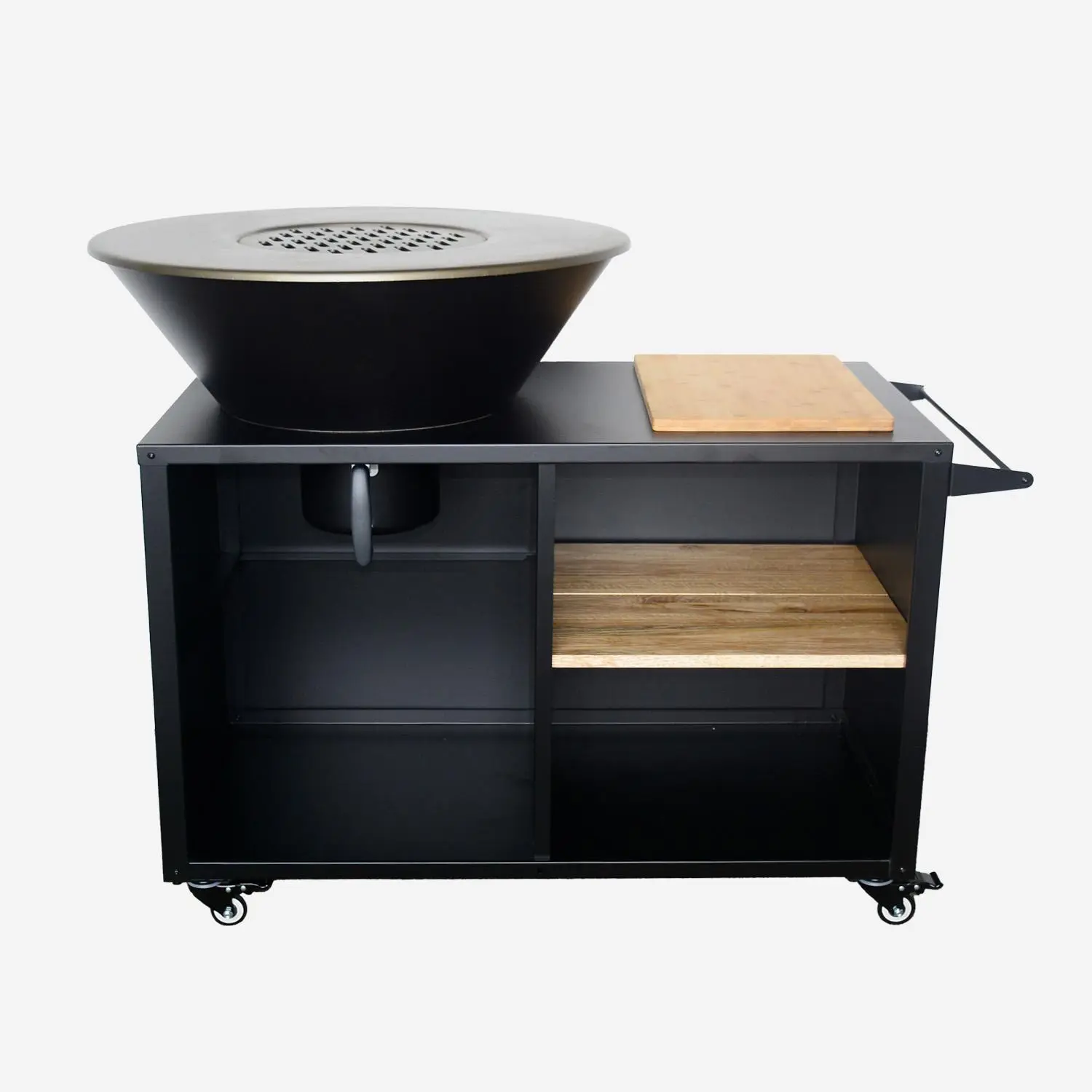 Brasero barbecue Ø80cm desserte avec espaces de rangement housse de protection