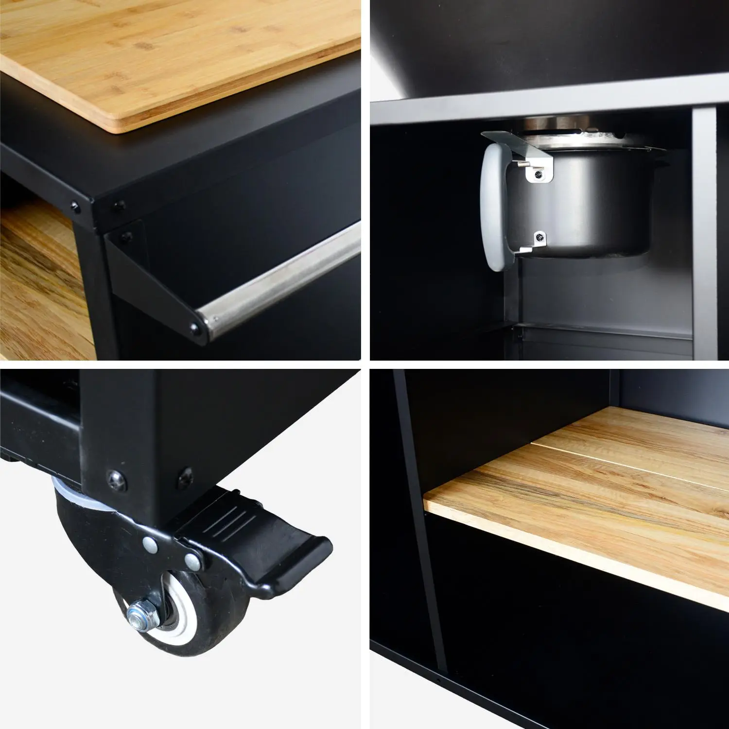 Brasero barbecue Ø80cm desserte avec espaces de rangement housse de protection