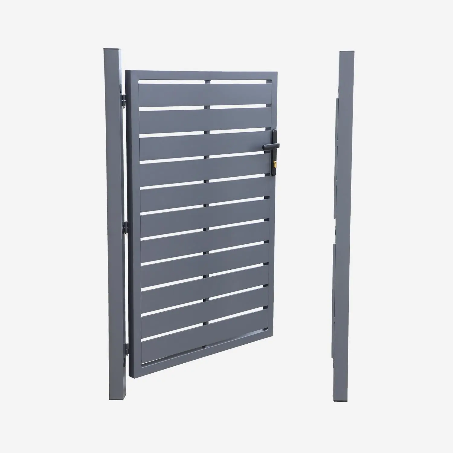 Portillon battant de jardin aluminium avec serrure et poignée