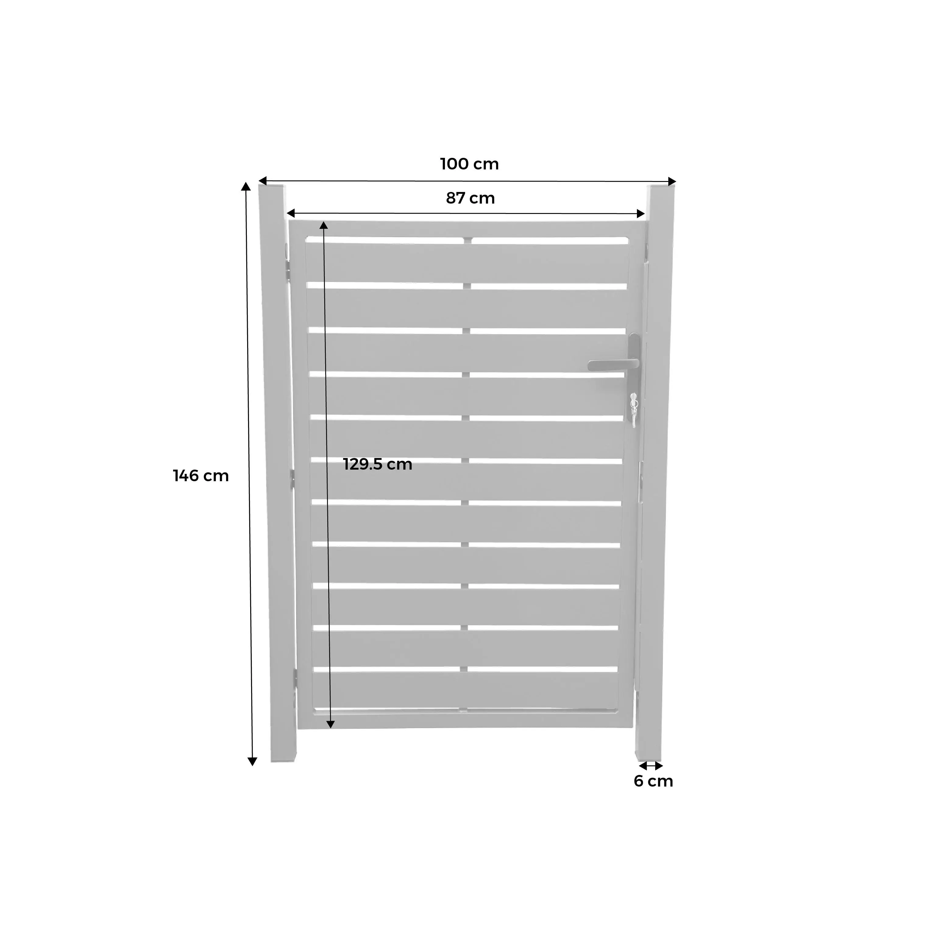 Portillon battant de jardin aluminium avec serrure et poignée
