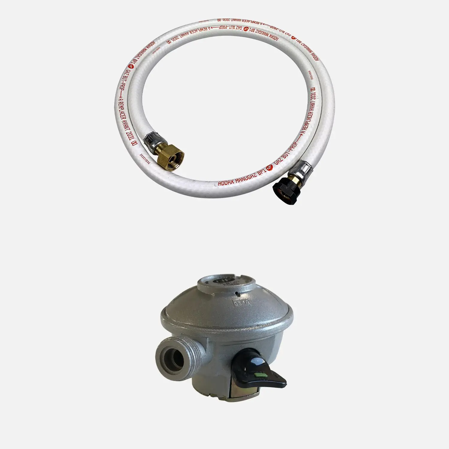 Kit tuyau flexible de gaz + détendeur Quick-on Propane 27mm