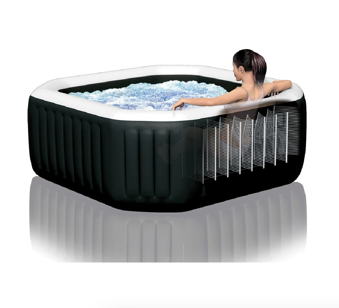 Spa Gonflable – INTEX – Carbone 6 places + Couverture Thermique – DESTOCKAGE