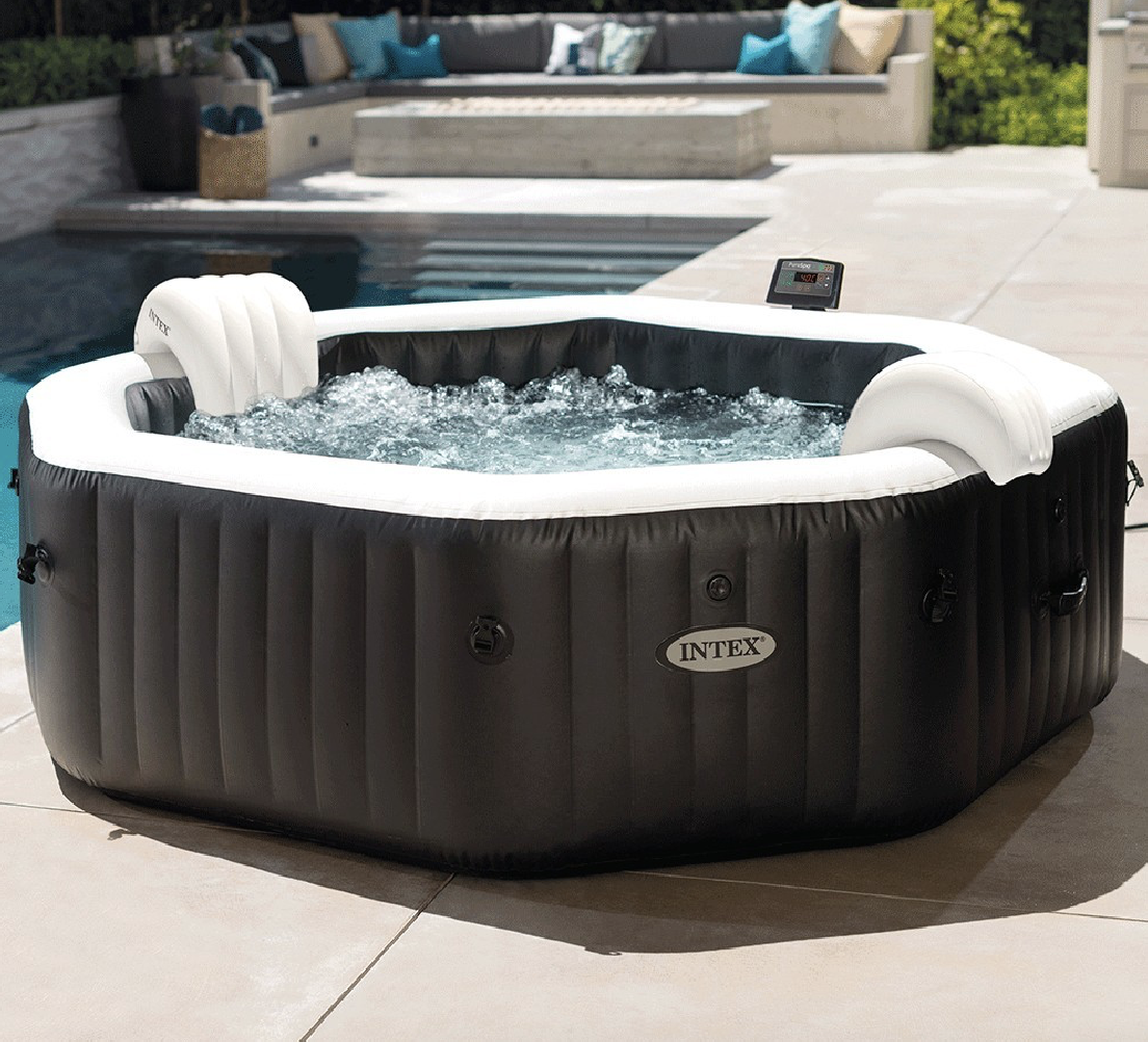 Spa Gonflable – INTEX – Carbone 6 places + Couverture Thermique – DESTOCKAGE
