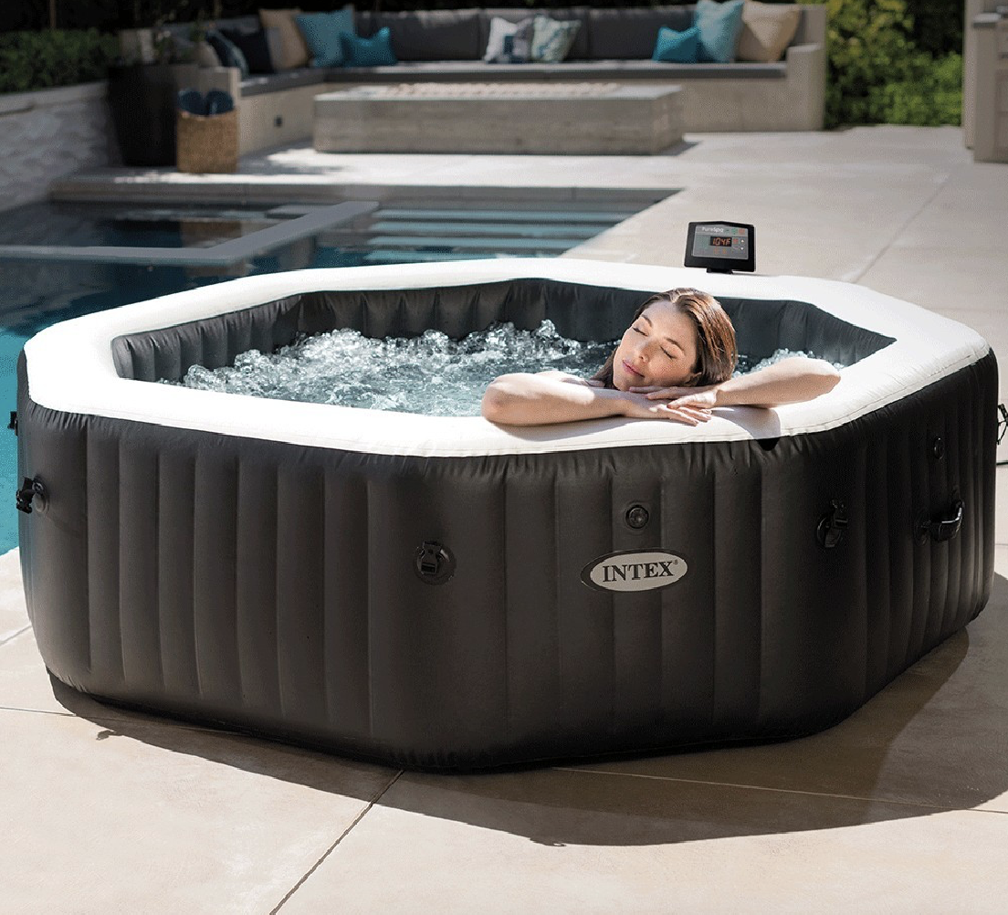 Spa Gonflable – INTEX – Carbone 6 places + Couverture Thermique – DESTOCKAGE