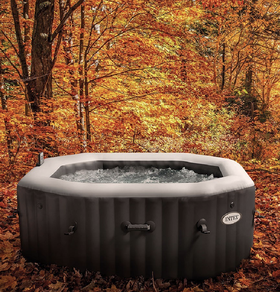 Spa Gonflable – INTEX – Carbone 4 places + Couverture Thermique – DESTOCKAGE