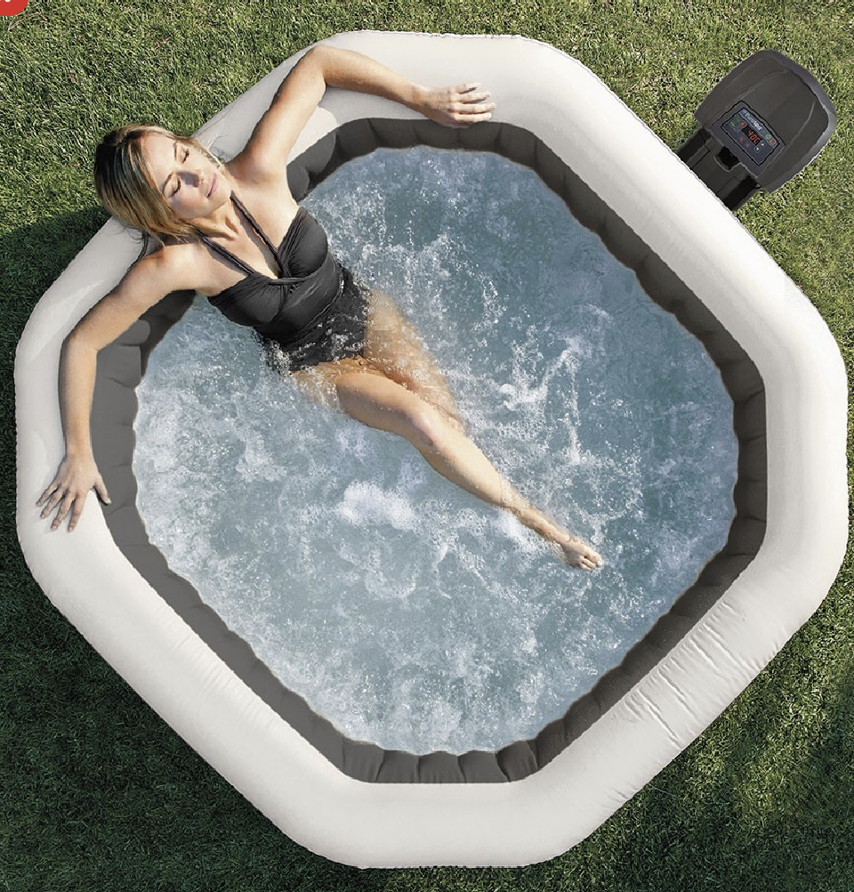 Spa Gonflable – INTEX – Carbone 4 places + Couverture Thermique – DESTOCKAGE