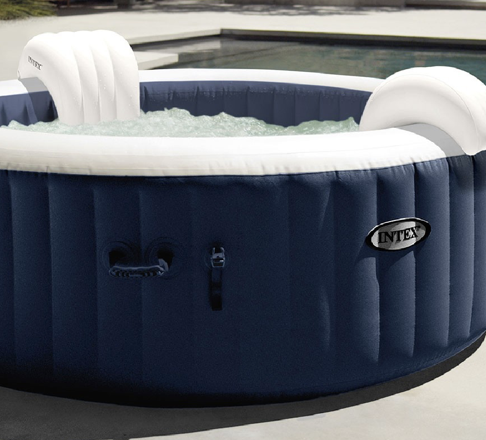 Spa Gonflable – INTEX – Blue Navy 4 places + Couverture Thermique – DESTOCKAGE