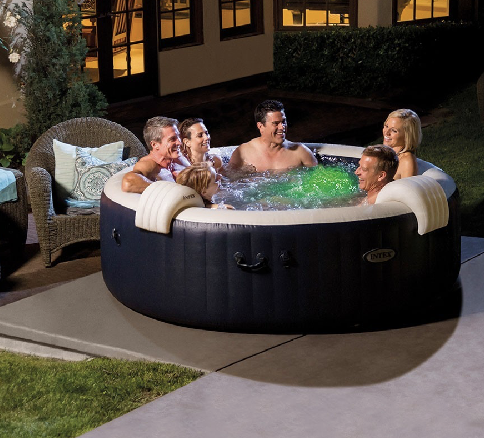 Spa Gonflable – INTEX – Blue Navy 4 places + Couverture Thermique – DESTOCKAGE