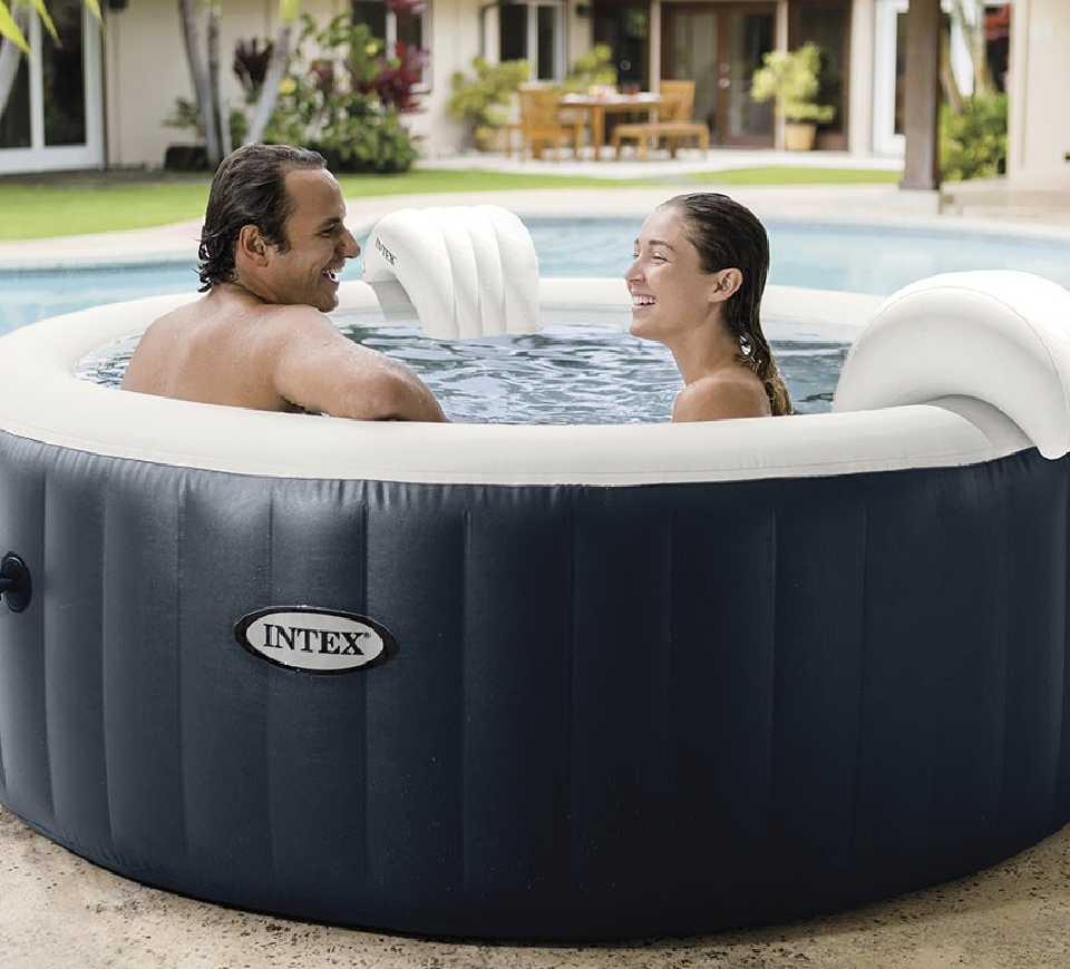 Spa Gonflable – INTEX – Blue Navy 4 places + Couverture Thermique – DESTOCKAGE