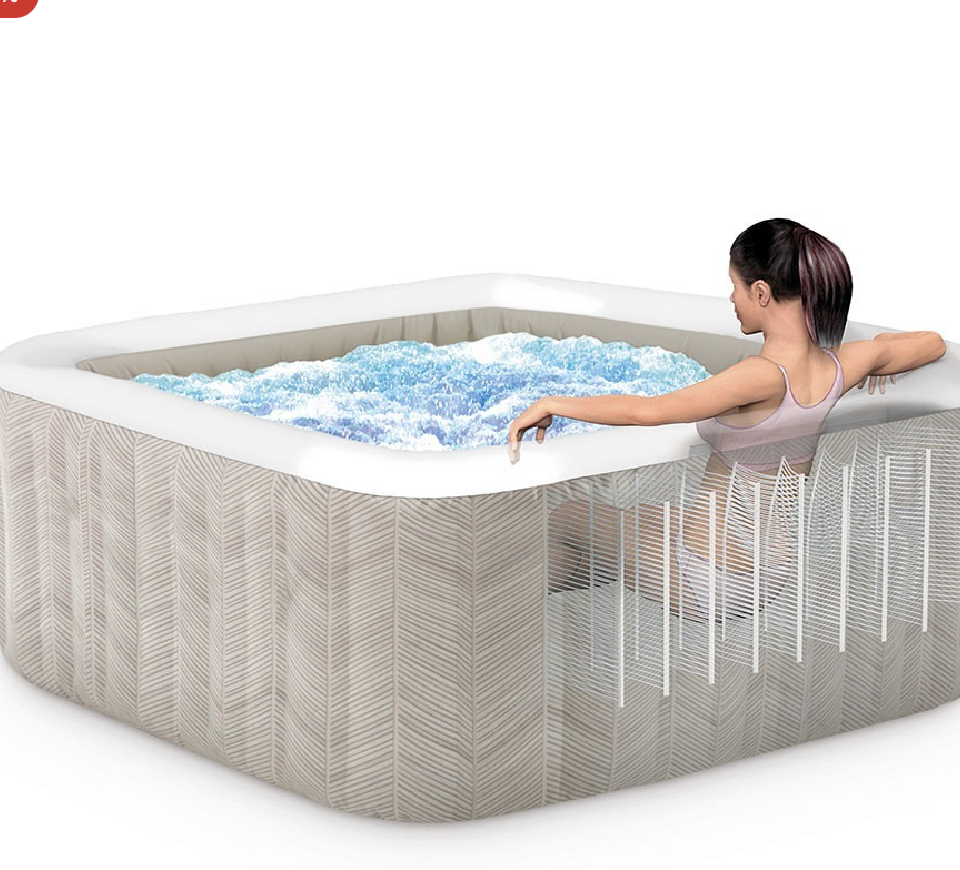 Spa Gonflable – INTEX – Chevron 4 places + Couverture Thermique – DESTOCKAGE