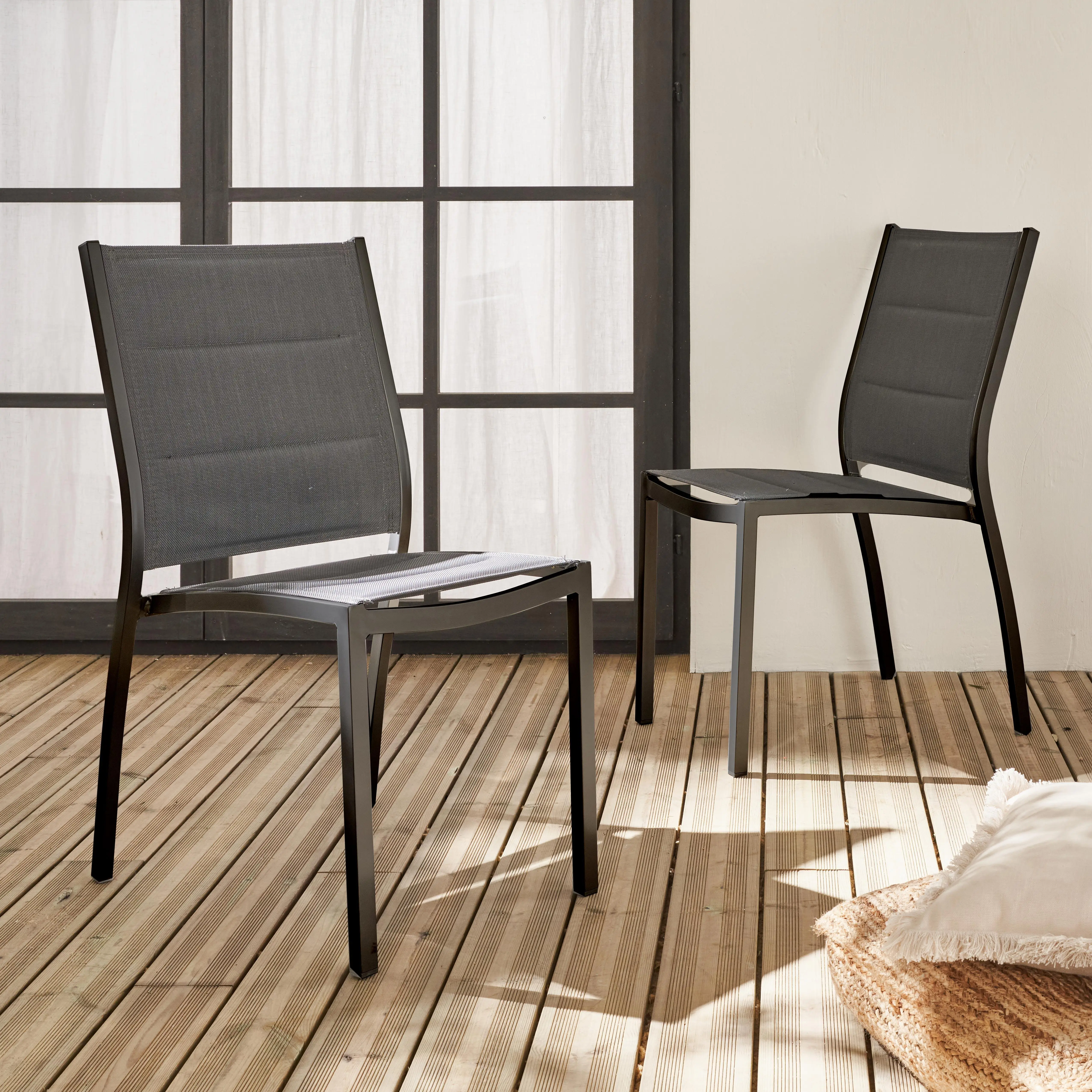 Chaise de jardin empilable aluminium (lot de 2)