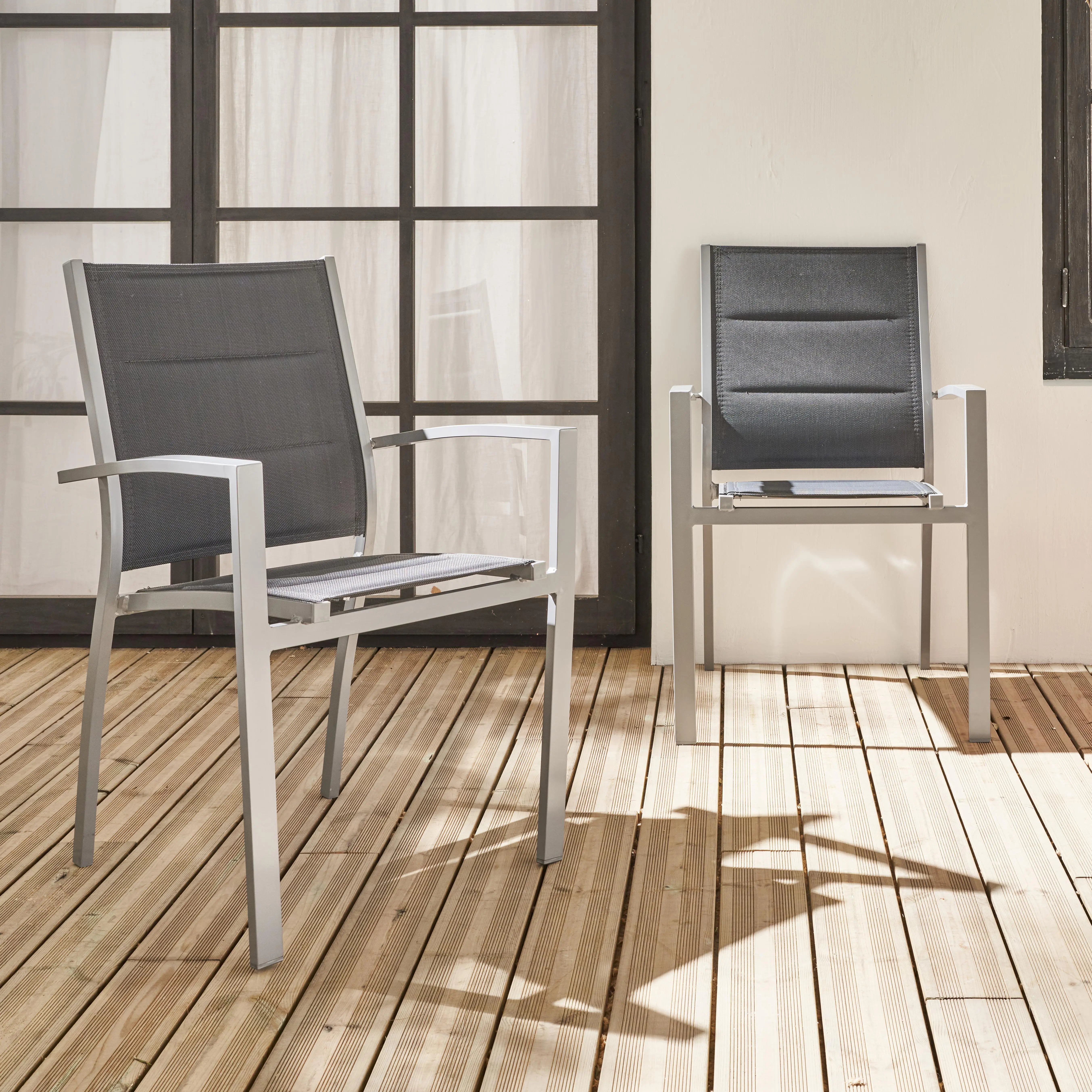 Chaise de jardin empilable aluminium (lot de 2)