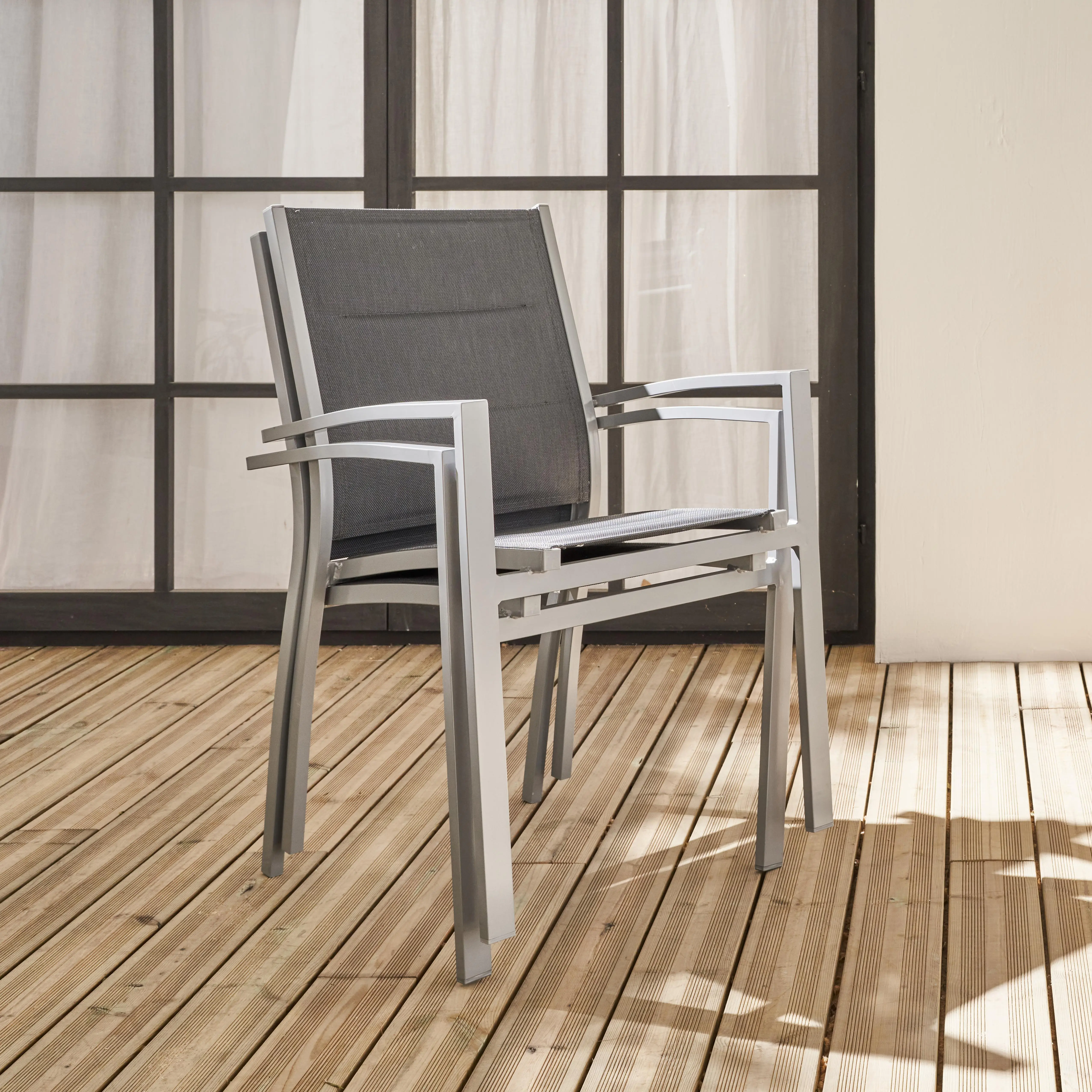 Chaise de jardin empilable aluminium (lot de 2)