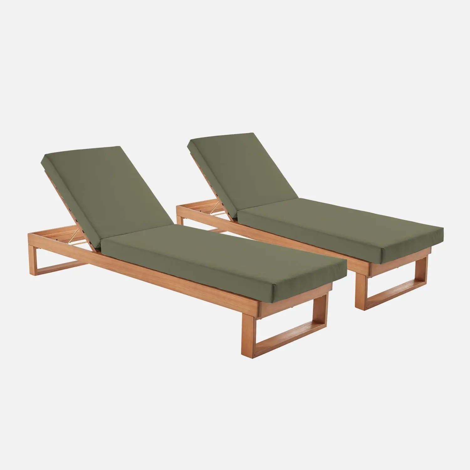 Bain de soleil bois d'eucalyptus multi positions (lot de 2)