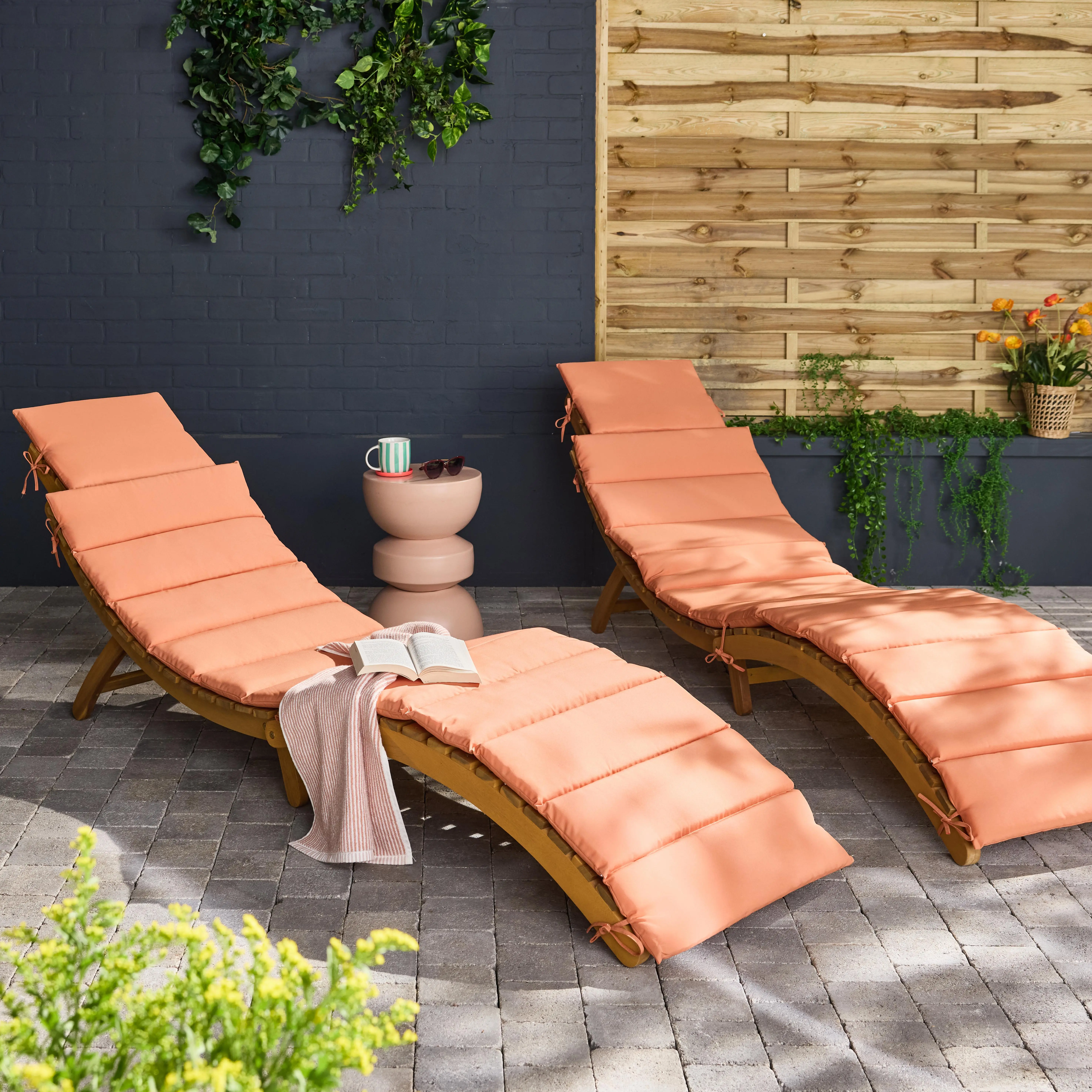 Bains de soleil bois d'acacia (lot de 2)