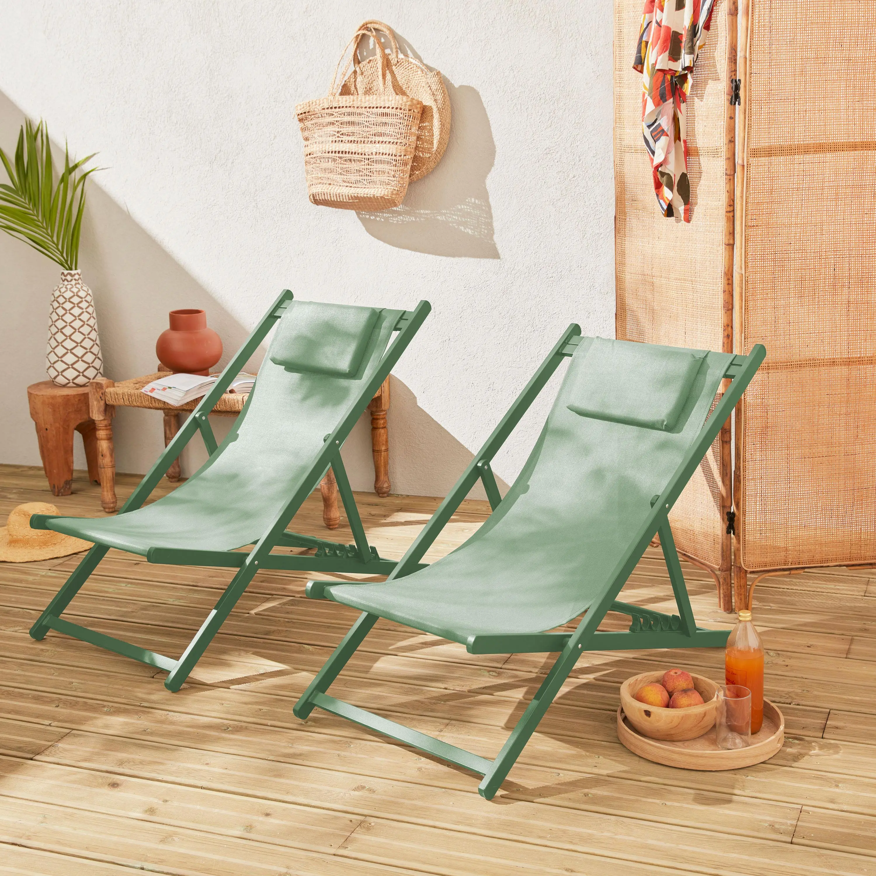 Bain de soleil aluminium multi positions (lot de 2)